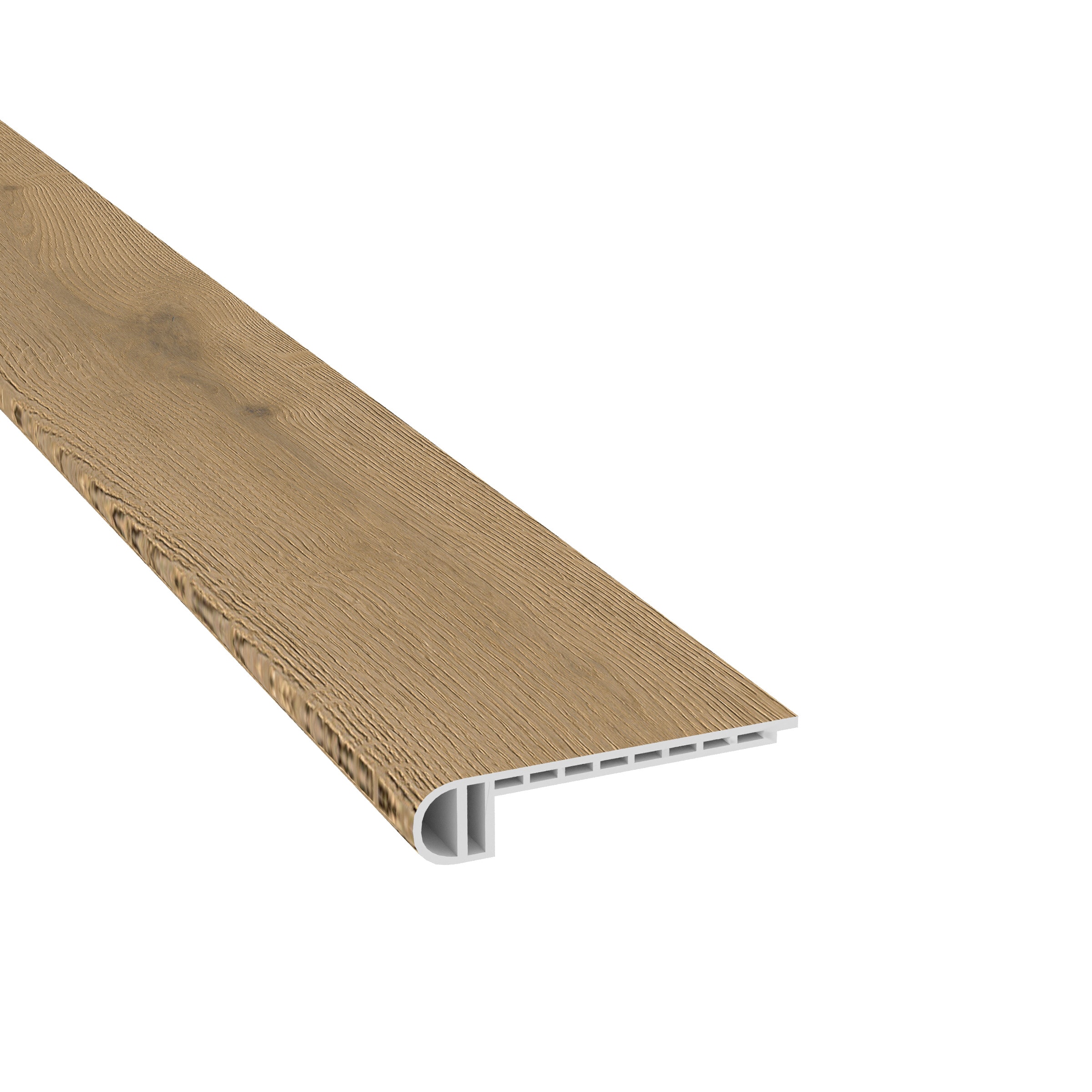 CALI 7903501321 Laguna 49.8-in x 12.2-in x 1.73-in Aliso Almond Vinyl Reversible return Eased edge Stair Tread