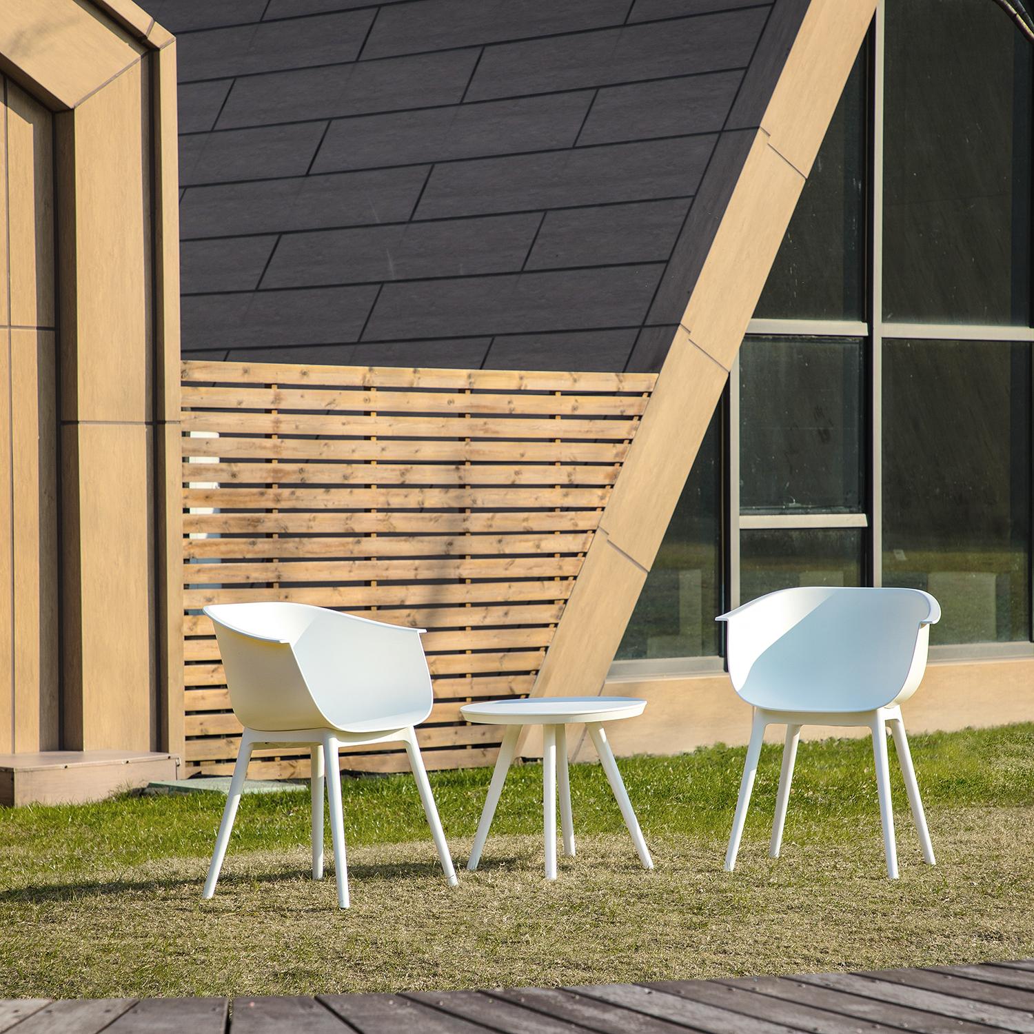 Bayfeve BF-6745JSY 3-piece White Patio Conversation Set Seating Group with Table