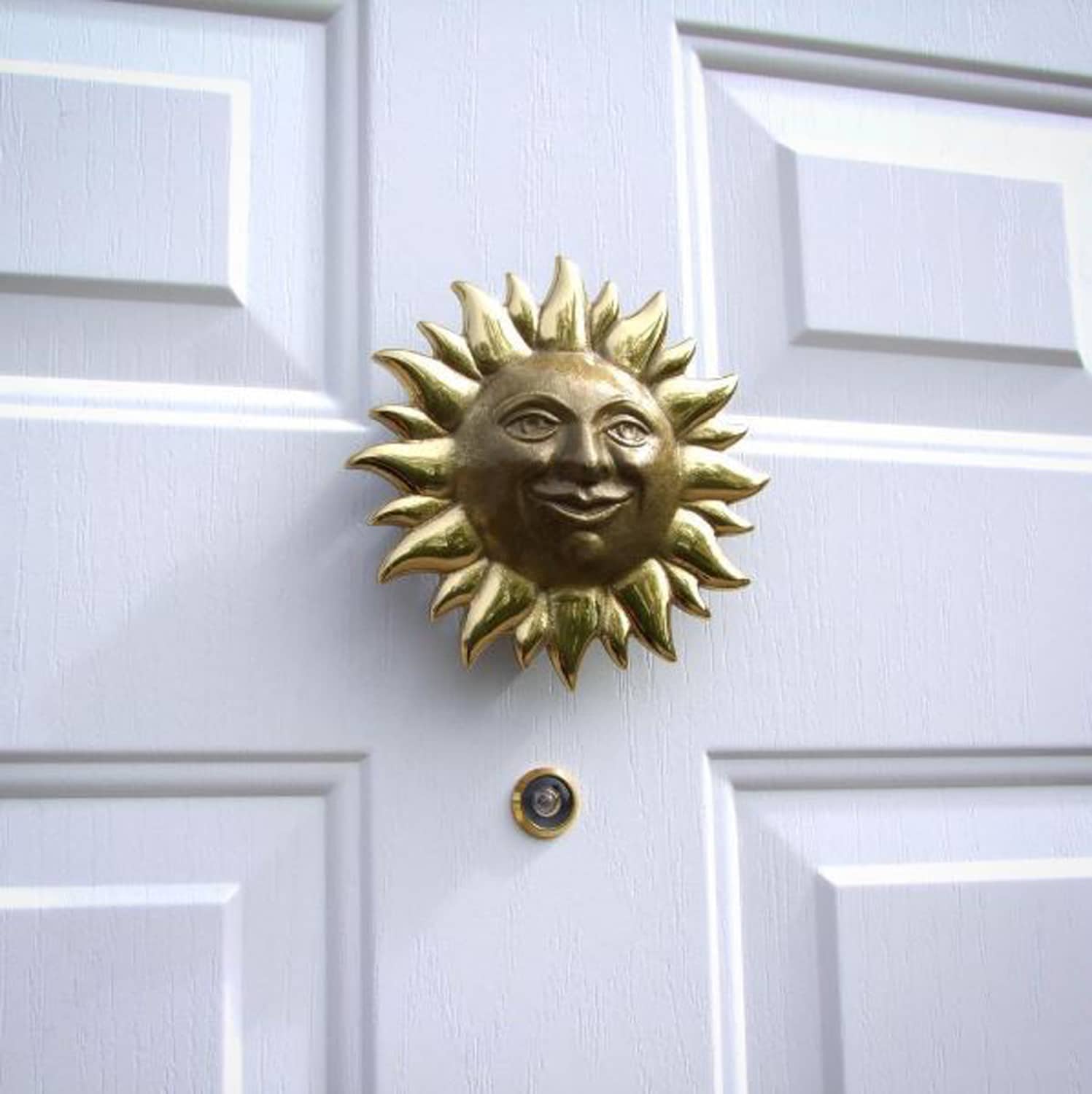 Michael Healy Smiling Sunface Door Knocker in Brass in the Door Knockers  department at