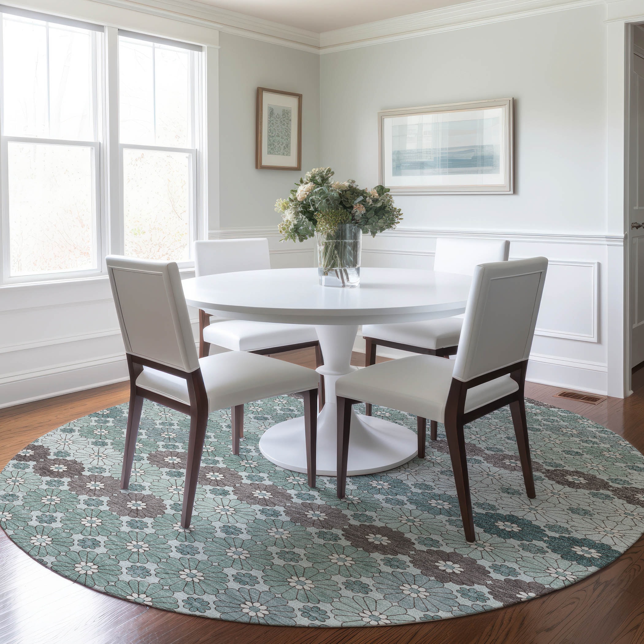 Addison Rugs ACN1678TE8RO Chantille ACN1678TE 8 x 8 (ft) Loomed Polyester Teal Round Indoor/Outdoor Machine washable Area rug