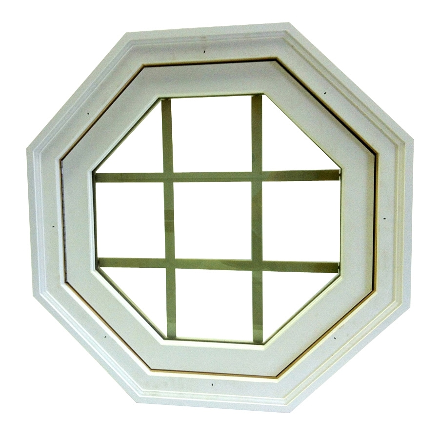 AWSCO VLBMOCTW26VELBSSB 26-1/2-in x 26-1/2-in x 5-1/4-in Jamb Octagon Paint Grade Vinyl Window Grid Included