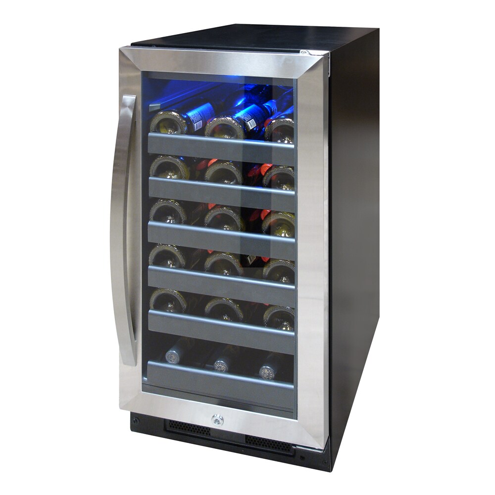 Vinotemp 14.75-in W 30-Bottle Capacity Silver and Black Built-In Wine ...