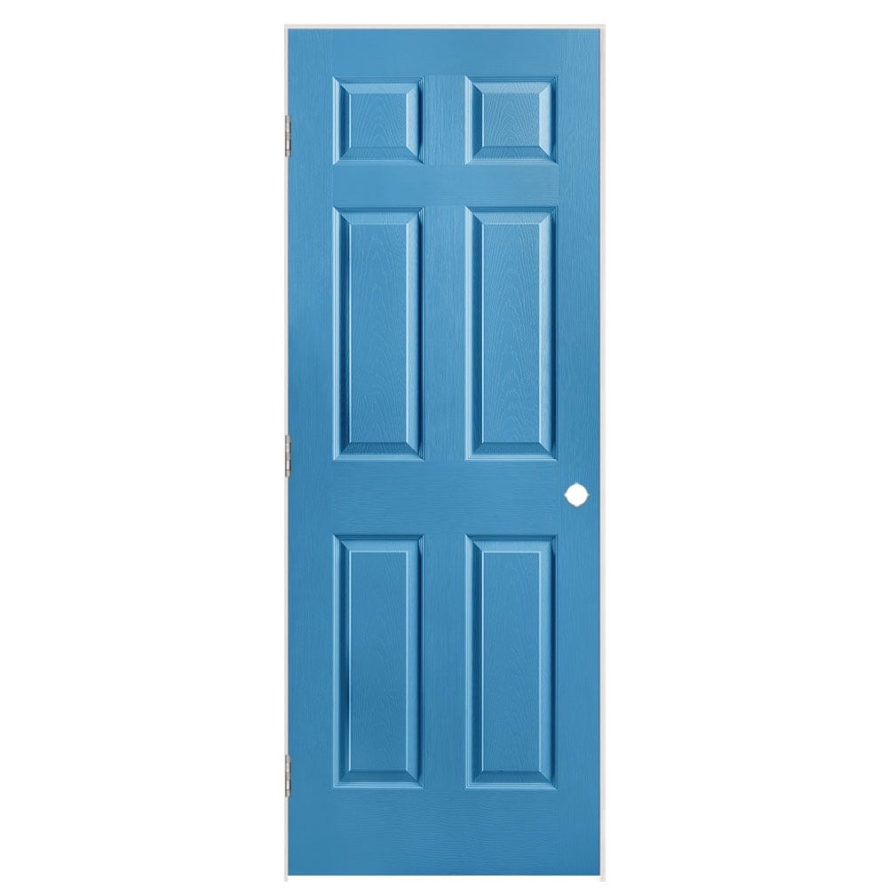 Masonite 1316767 30-in x 80-in Blue Heron Hollow core 6-panel Left hand Textured Prefinished Molded composite Flat Jamb Single Prehung Interior Door