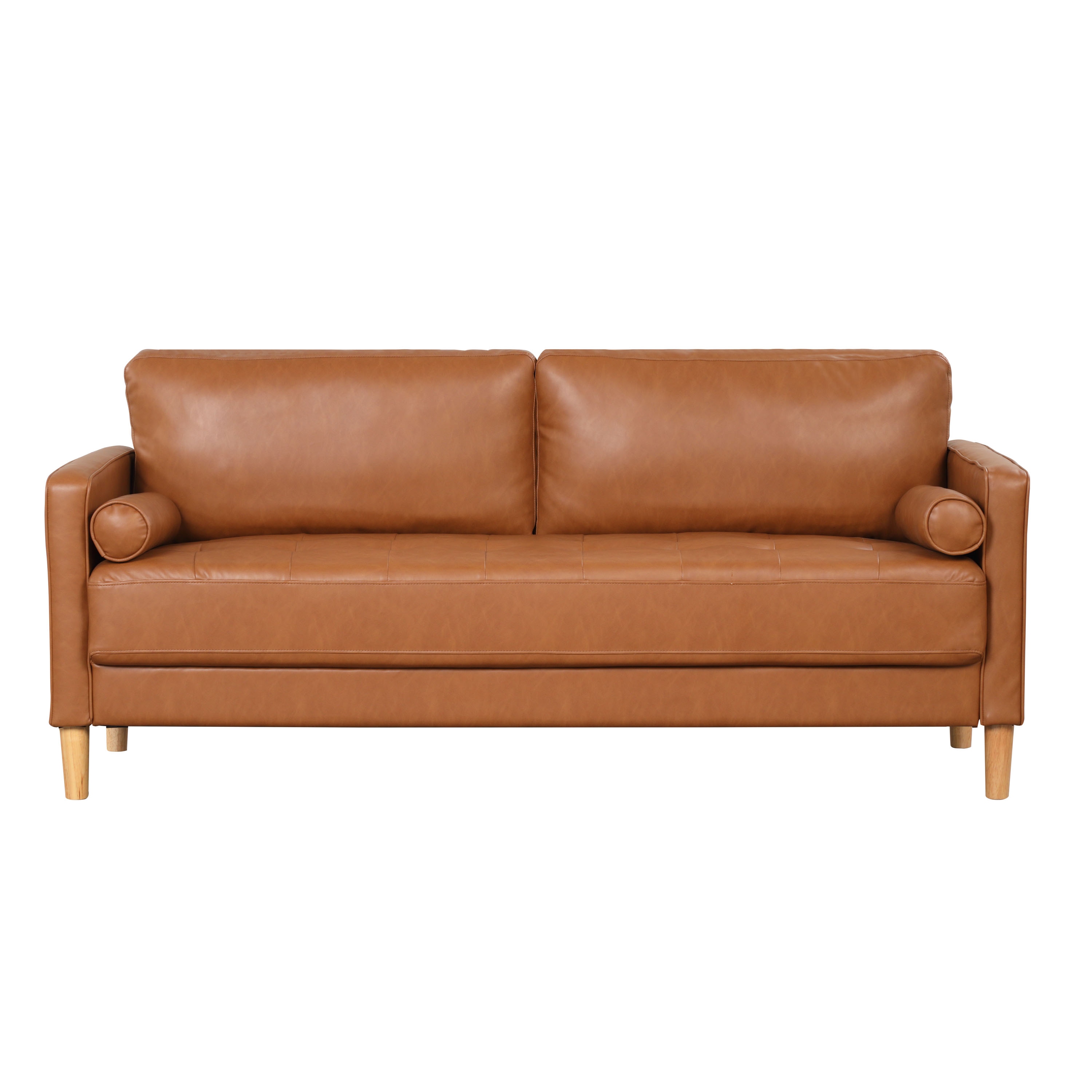Lifestyle Solutions LKLGF2SP3CAR 75.6-in Midcentury Caramel Faux leather Sofa