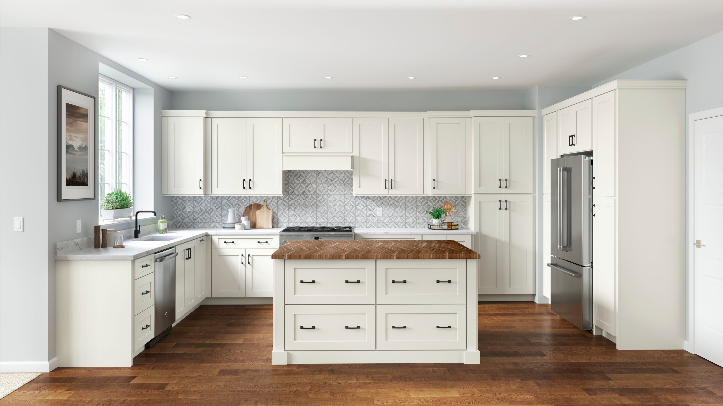 allen + roth  Aveley Kitchen Island with Acacia Countertop
