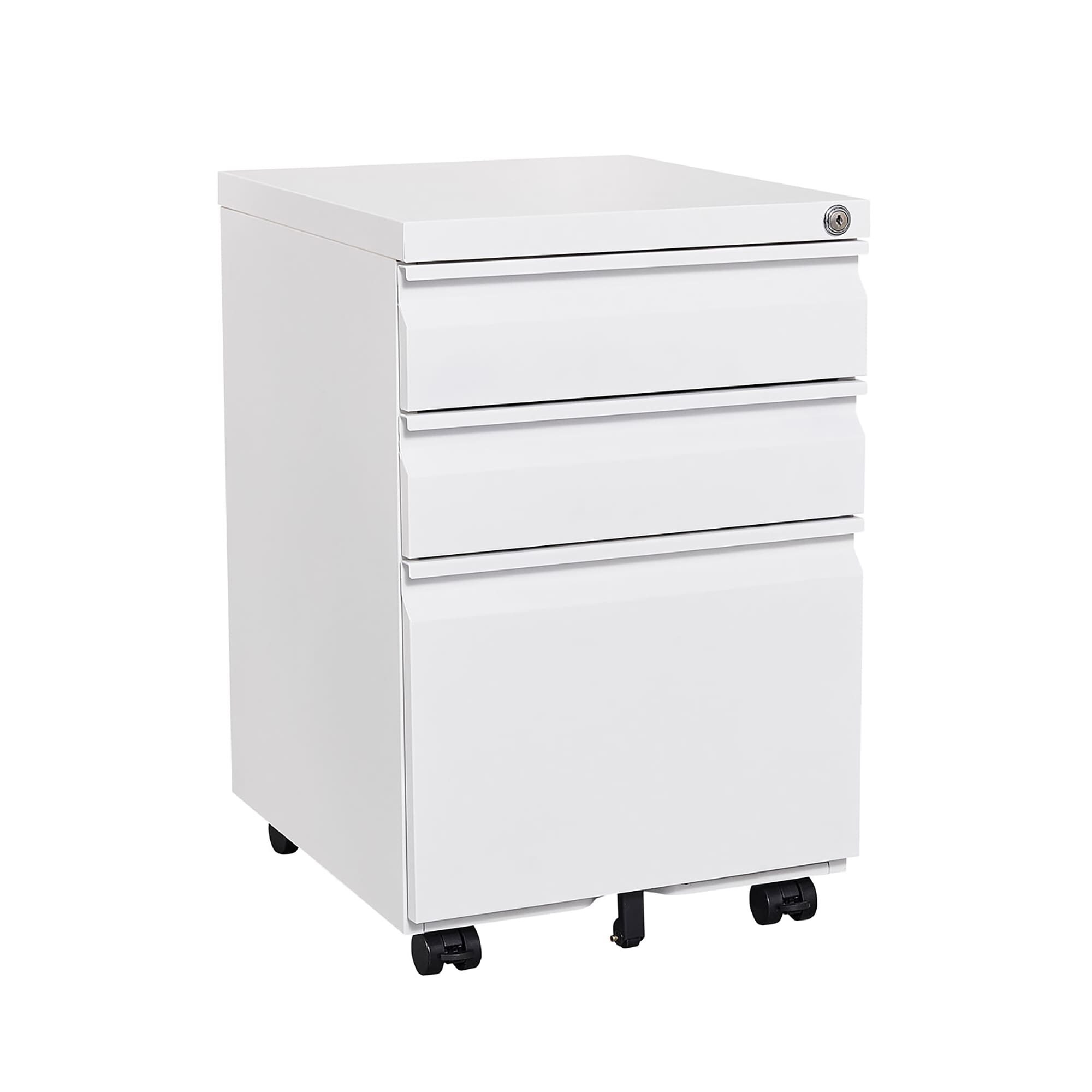 Sumyeg OF-WF192325AAQ 3-Drawer mobile filing cabinet with lock White 3 -Drawer 15.35-in File Cabinet