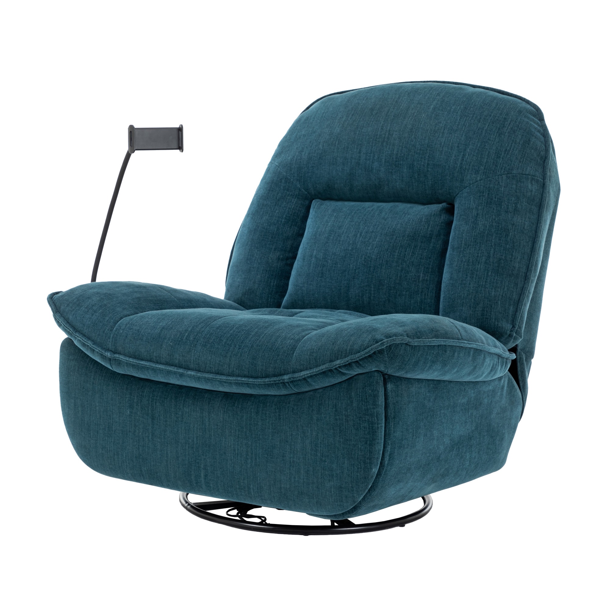 GZMR GZ-QN8050-GR Bronzing fabric swivel recliner with mobile phone bracket Bronzing fabric Chenille Upholstered Swivel Powered Reclining Recliner with Lift Assistance