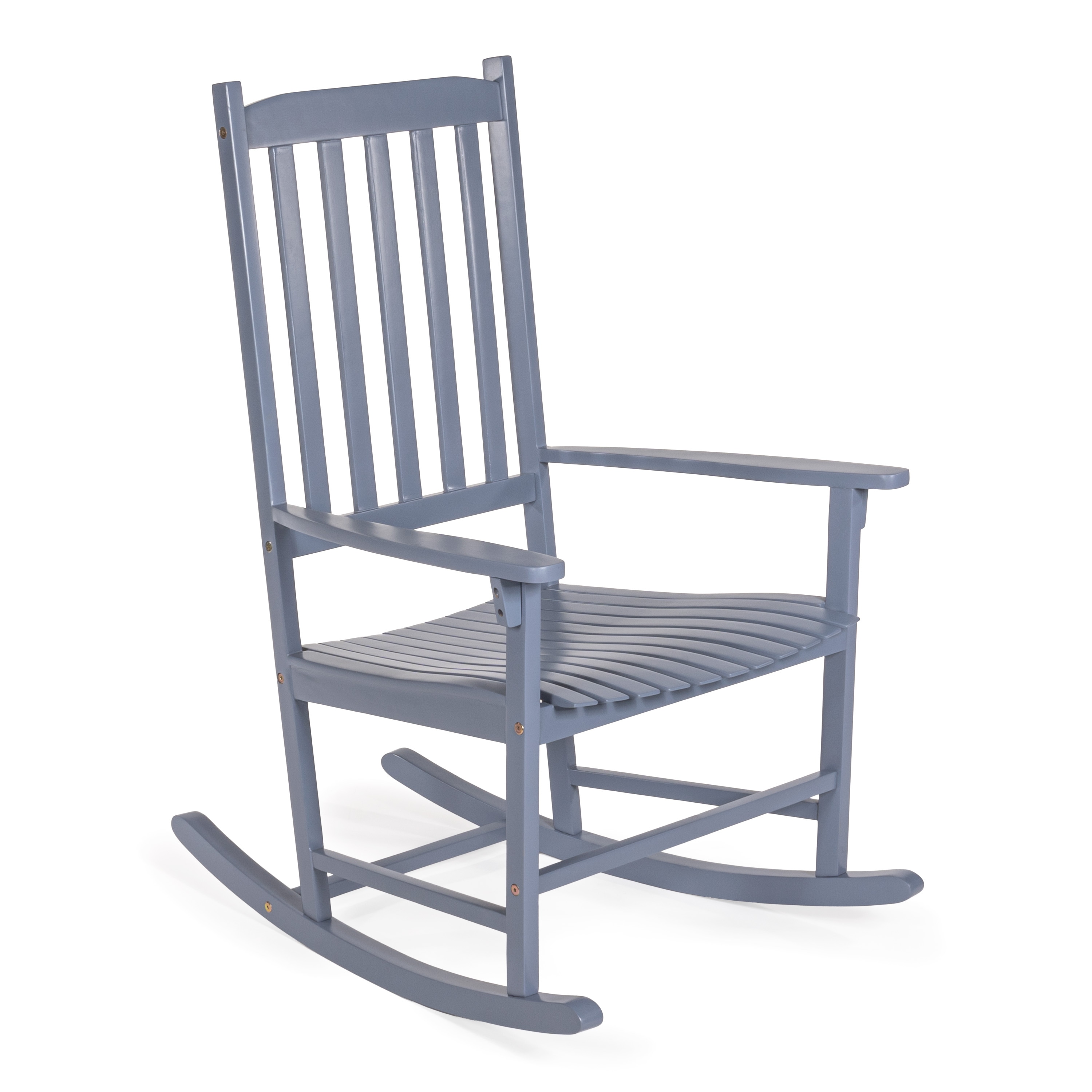 JONATHAN  Y RCK300F Seagrove Acacia Farmhouse Classic Cashmere Blue Wood Frame Rocking Chair with Slat Seat