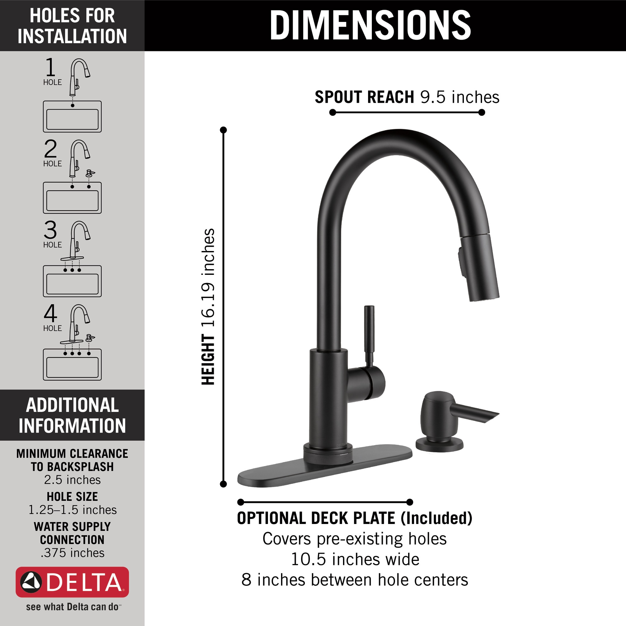 Delta Trask Touch2O Matte Black Single Handle Pull down Touch