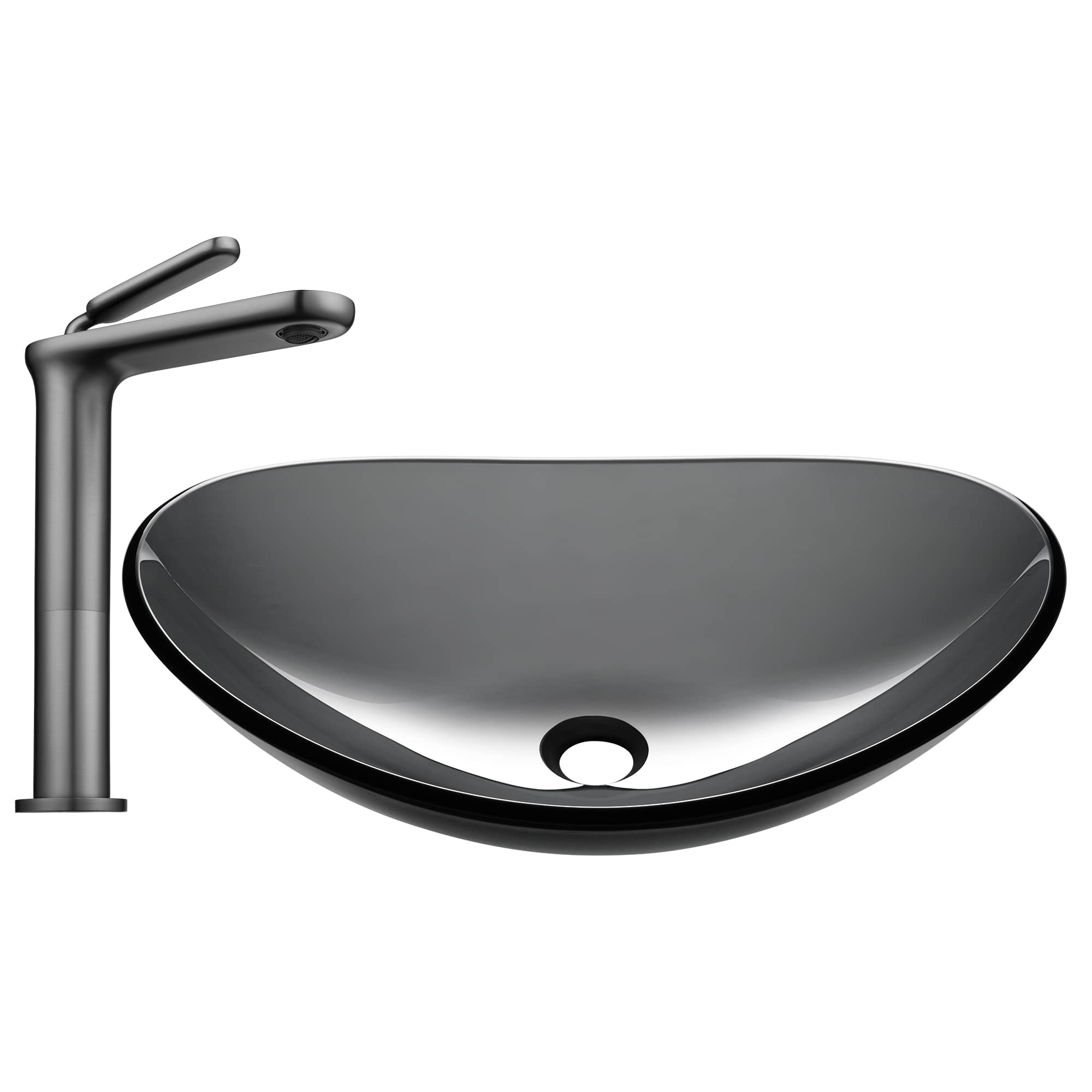 Yescom 80GSKSET006-F3-GG-LO Bathroom Faucet Vessel Sink Kit Vanity Mixer Tap Tempered Glass Sink