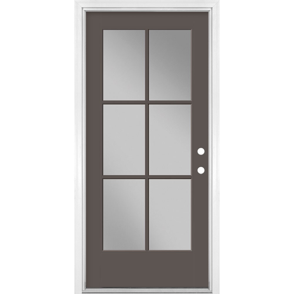 Masonite 1524285 36-in x 80-in x 4-9/16-in Fiberglass Full lite Left-hand inswing Timber Gray Painted Prehung Front Door with Brickmould Insulating core