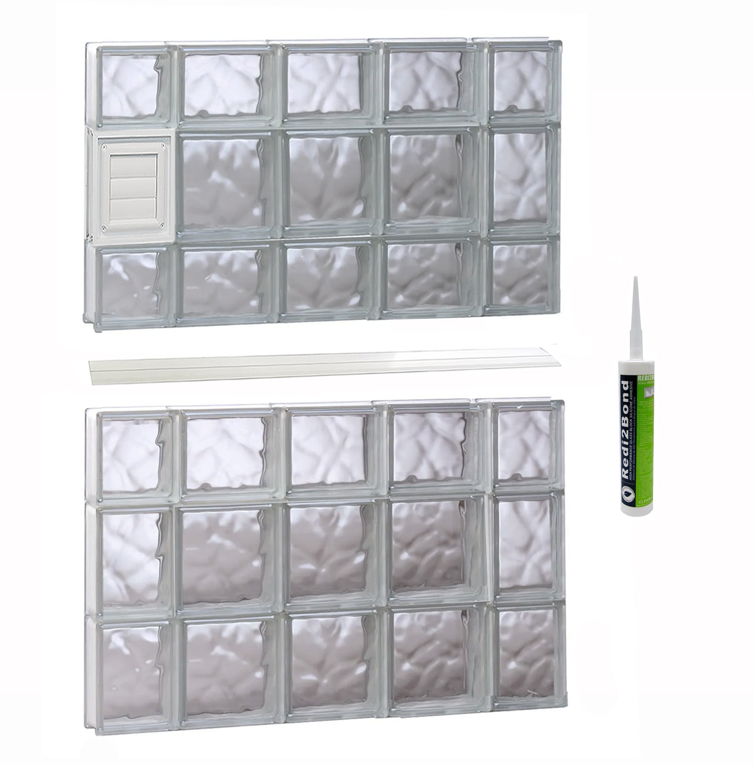 REDI2SET D3642DC Wavy Glass 34-3/4-in x 40-1/2-in Frameless Replacement Dryer vent Glass Block Window