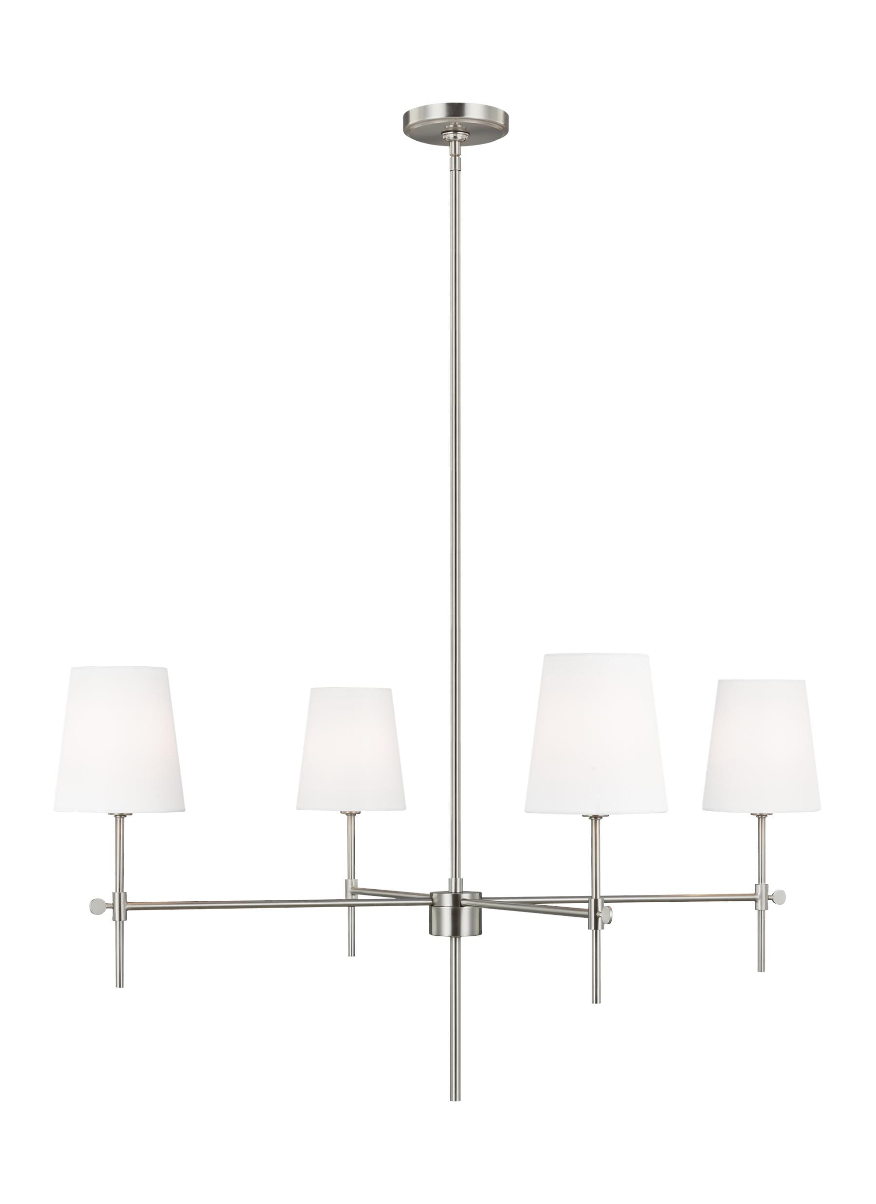 Generation Lighting 3287204EN-962 Baker 4 -Light Brushed Nickel Transitional For Use in Bedrooms, Dining Rooms, Foyers, Kitchens, Living Rooms Chandelier