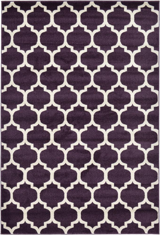 Unique Loom 3120678 Philadelphia Trellis 6 x 9 (ft) Loomed Polypropylene Dark Purple/Beige Rectangular Indoor Geometric Industrial Area rug
