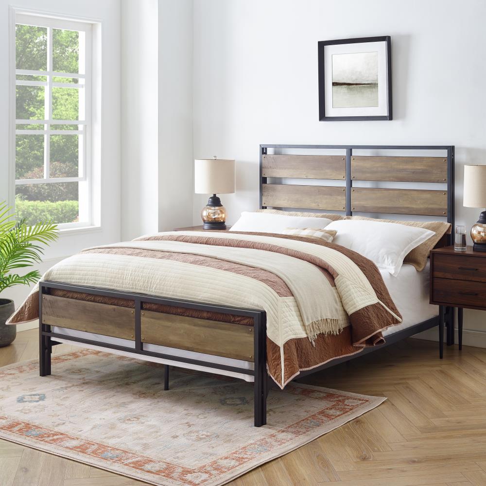 Walker Edison Rustic Oak Queen Bed Frame at Lowes.com