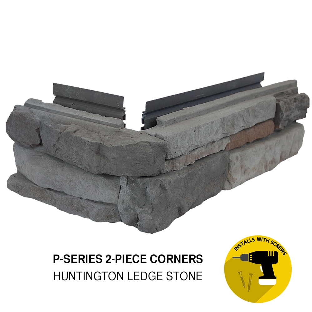 M-Rock HUNTINGTONCORNERS Huntington Ledge Stone 1.66 Linear feet Grey Base with grey, sandstone, maroon, and neutral stones Stone veneer