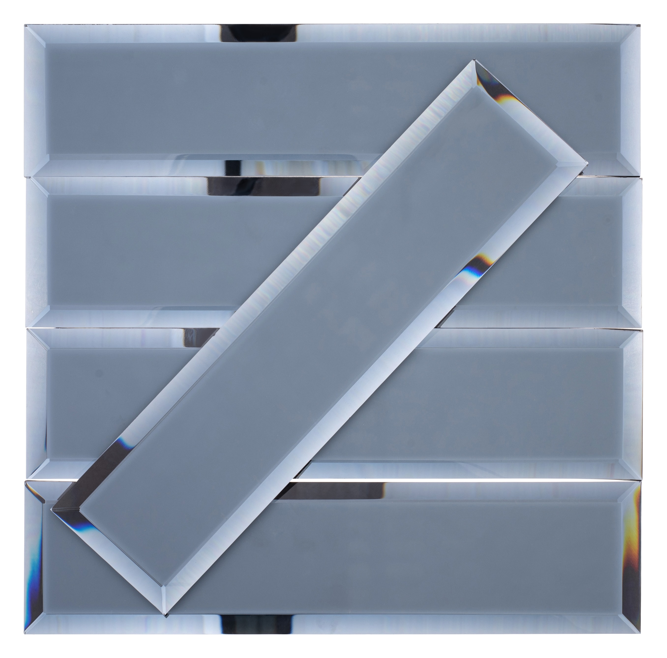 Vega 3" x 12" Frosted Blue Beveled Glass Subway Tile