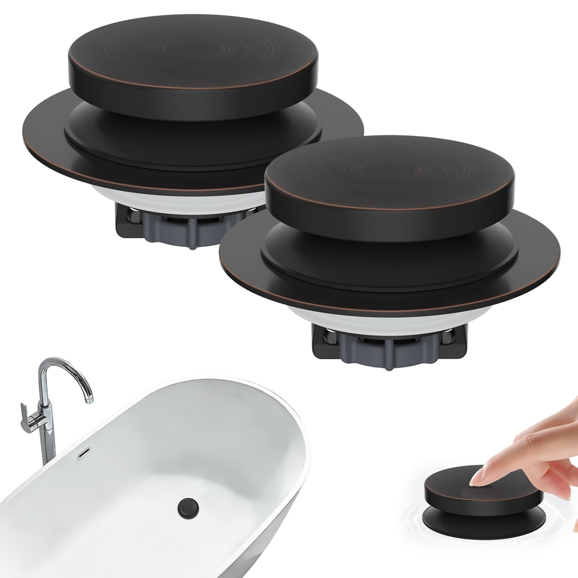 Numhew 1.5 to 2.4 in 3 Function Oil Rubbed Bronze Metal Bathtub Drain Stopper