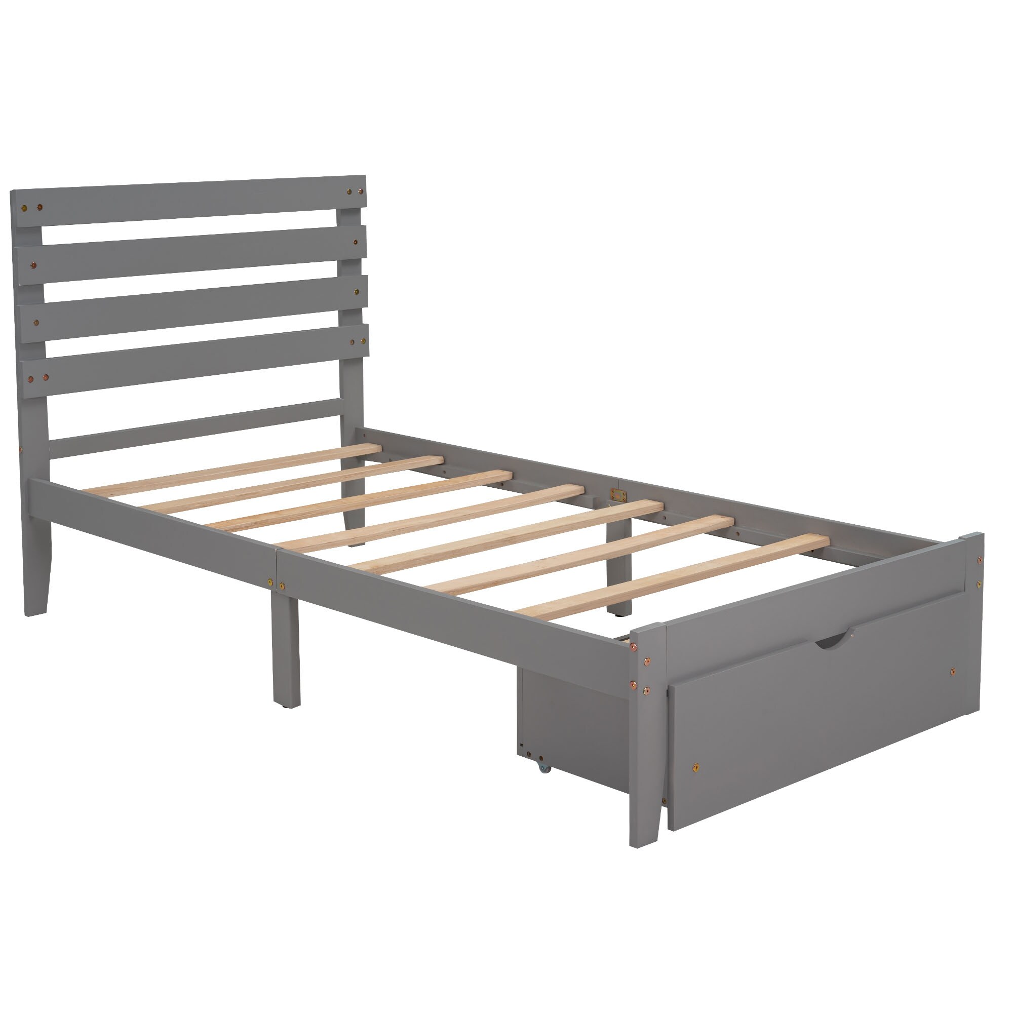 CASAINC WM-WF196520AAK Twin size wooden platform bed White Twin Wood Platform Bed