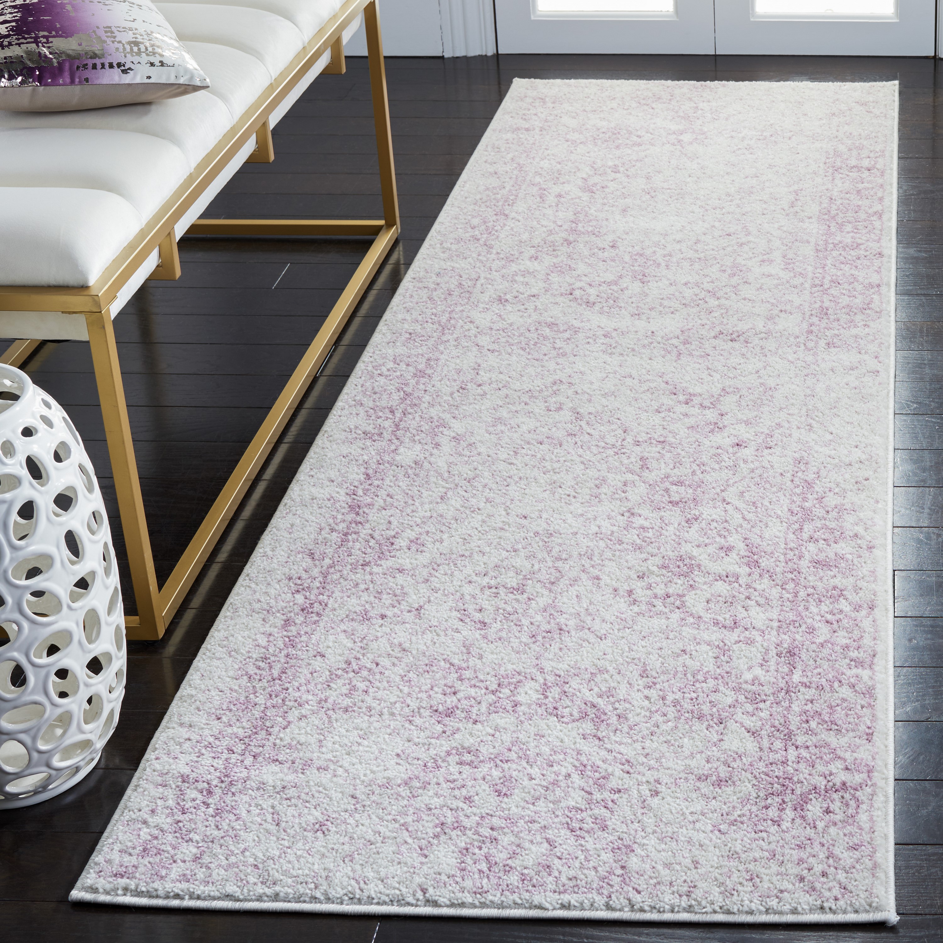 Safavieh ADR109U-28 Adirondack Kashan 3 x 8 (ft) Loomed Polypropylene Ivory/Lavander Rectangular Indoor Floral/Botanical Vintage Runner rug