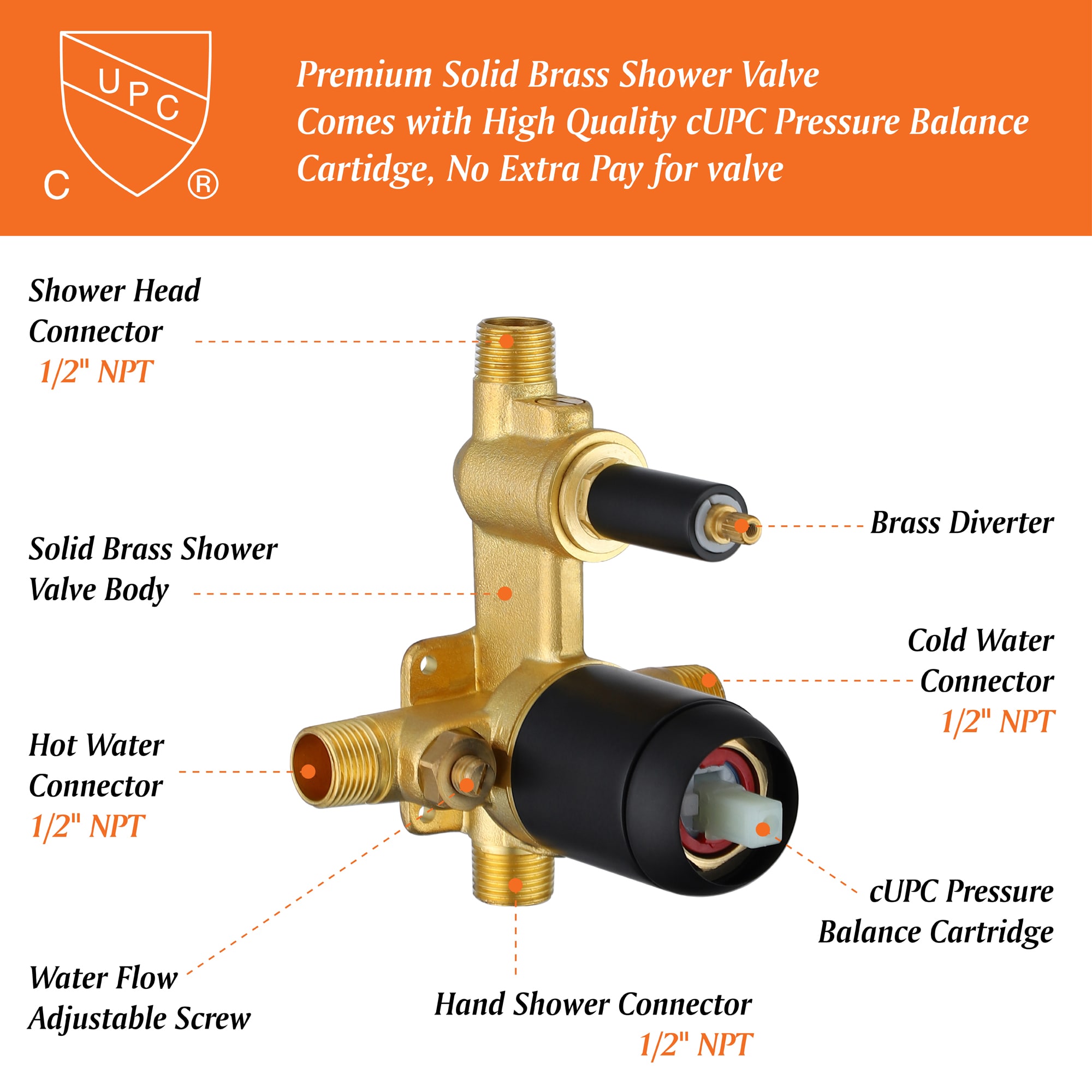WELLFOR WA8020MB Roman-Tub-Faucets - View #7