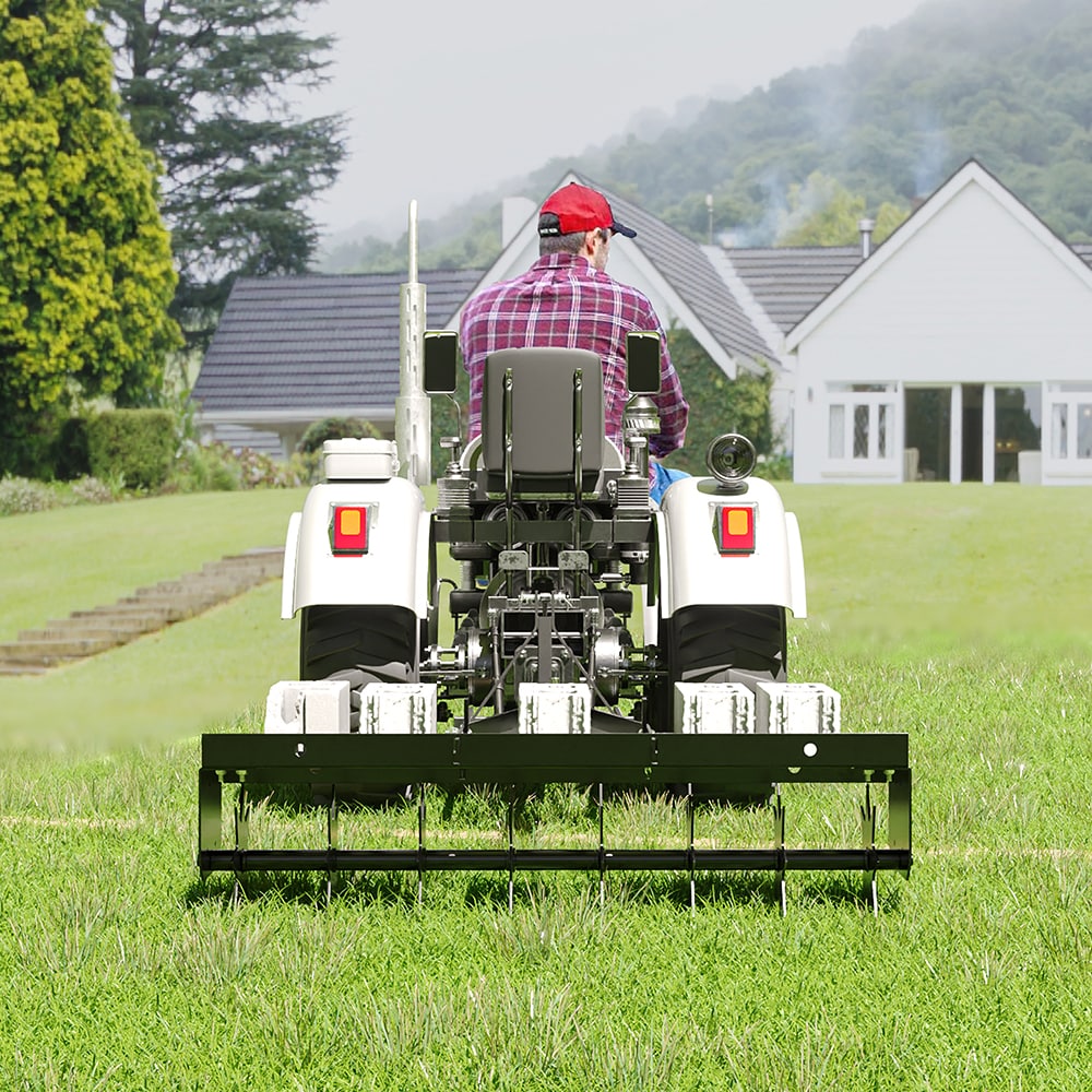 Homsee C-KF580008-01 32 Inch Tow Behind Spike Aerator with Octagonal Steel Tines and Weight Platform for Lawn and Garden Tractor