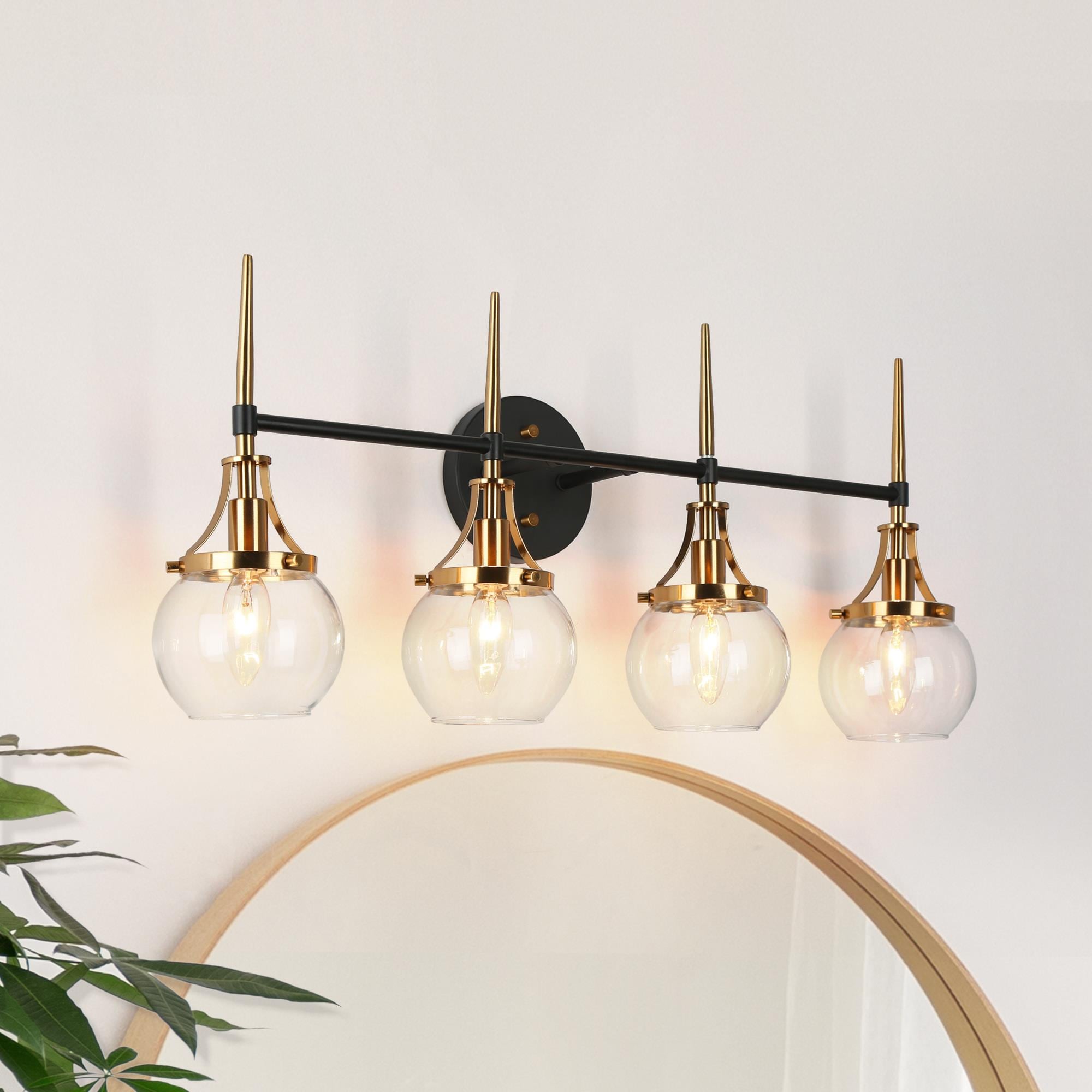 LNC LIYQBU388W4K8C Capensis 28.5-in 4 -Light Matte Black Modern/contemporary Vanity light