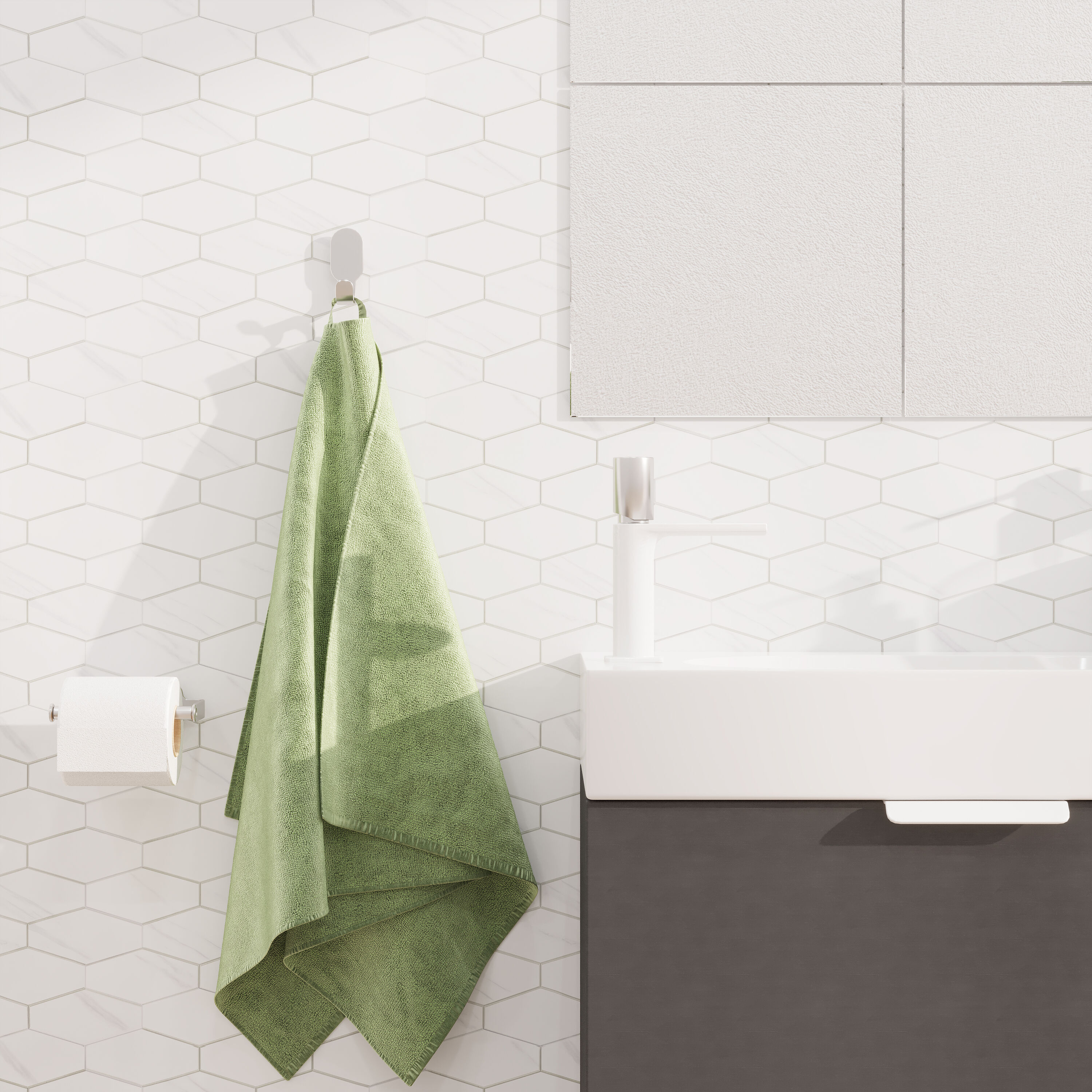 Calacatta White Stone Composite Peel and Stick Hexagon Tiles