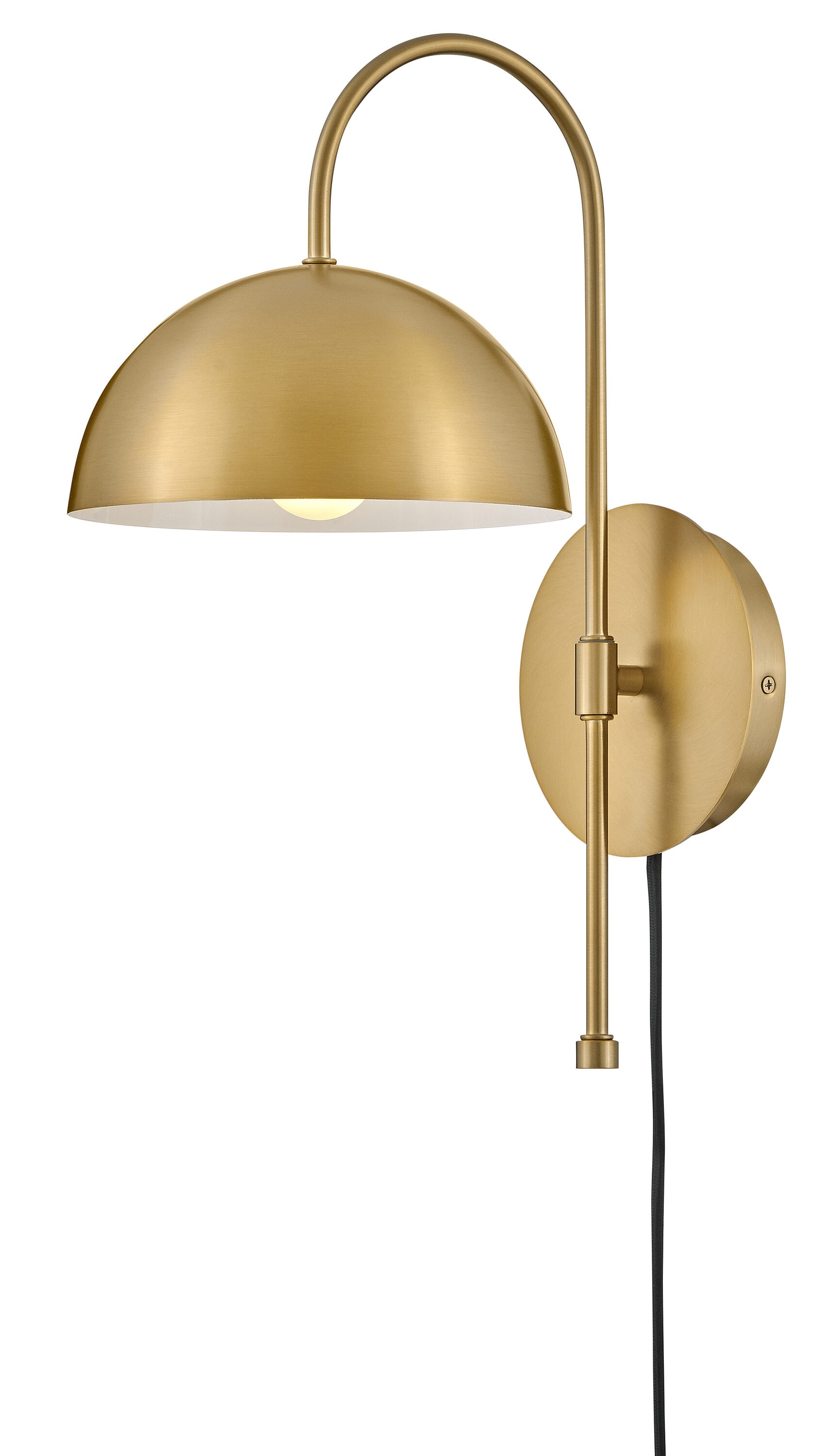 Lou Lacquered Brass and Black Mid-Century Modern Sconce