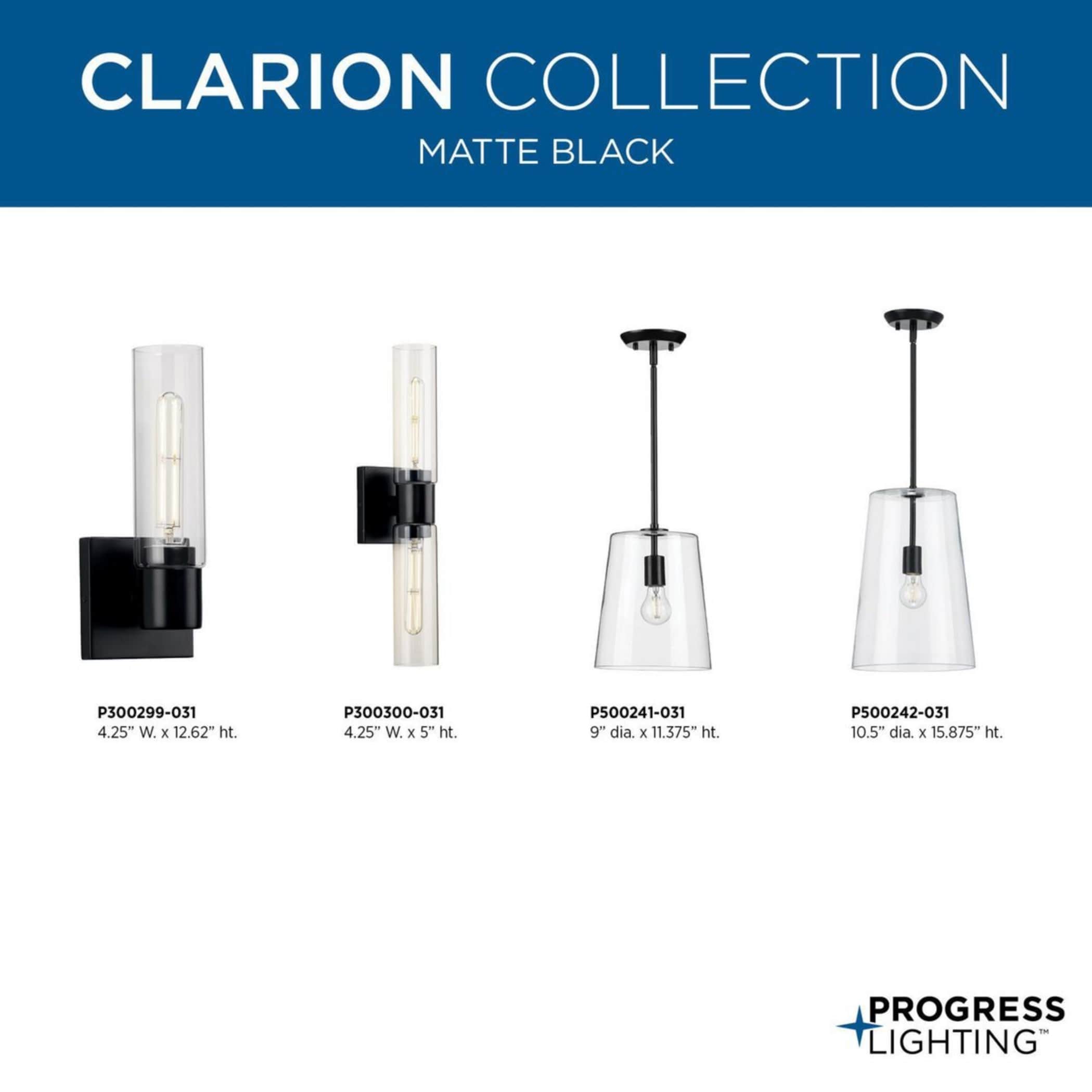 Clarion Matte Black Glass One-Light Pendant