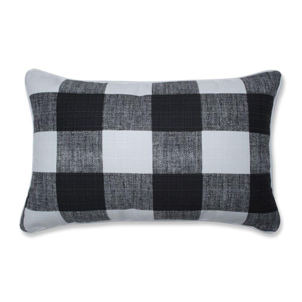 Choose Size Set of 2 Cotton Black Plaid Check Gingham Lumbar Rectangle Pillows 