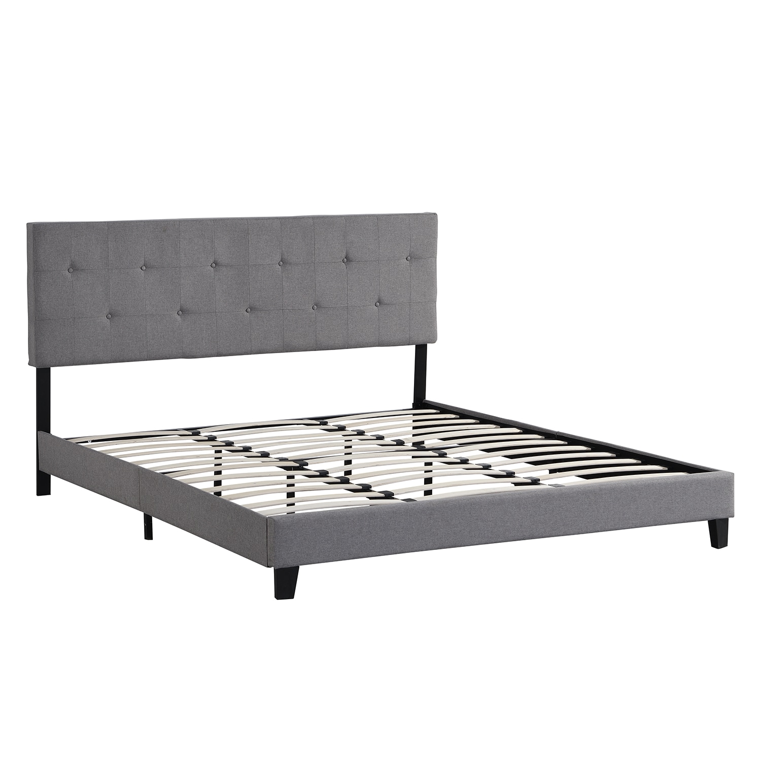 GZMR King Size Upholstered Platform Bed Frame Gray King Wood Bed Frame ...