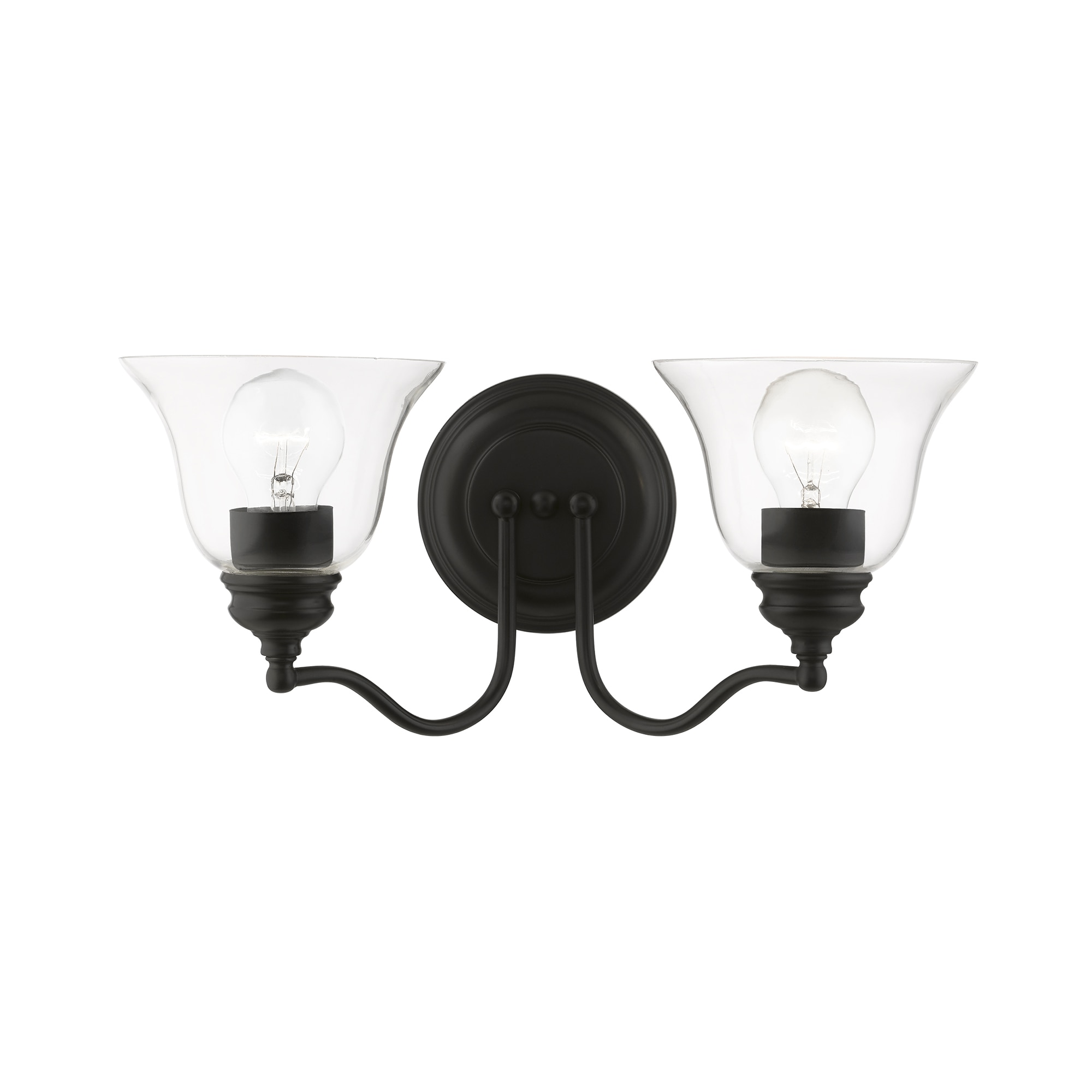 Black Hand Blown Glass 2-Light Vanity Sconce