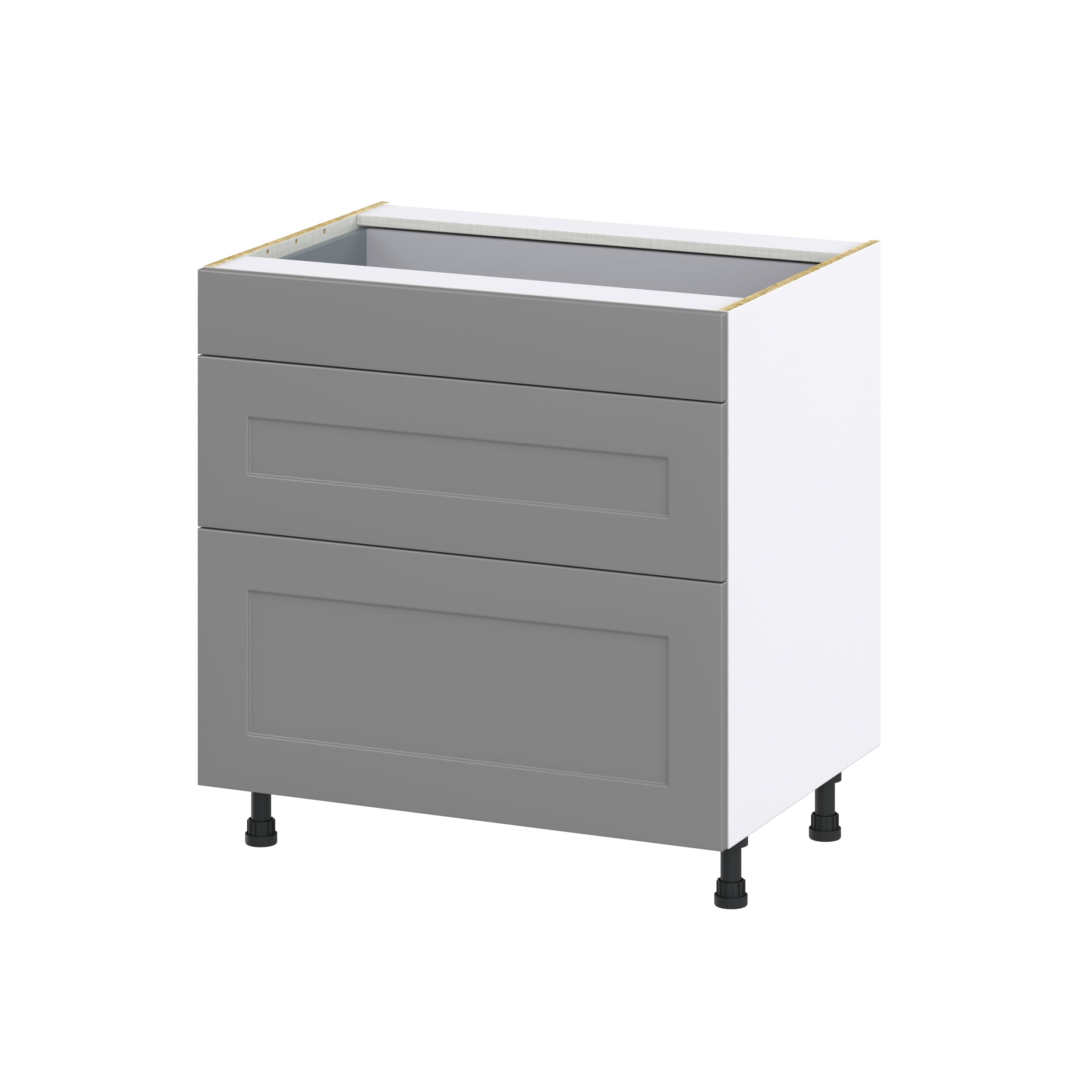 Hugo&Borg Riviera 33-in W x 34.5-in H x 24-in D Bright White 3-Drawer Base Fully Assembled Cabinet (Recessed Panel Style)