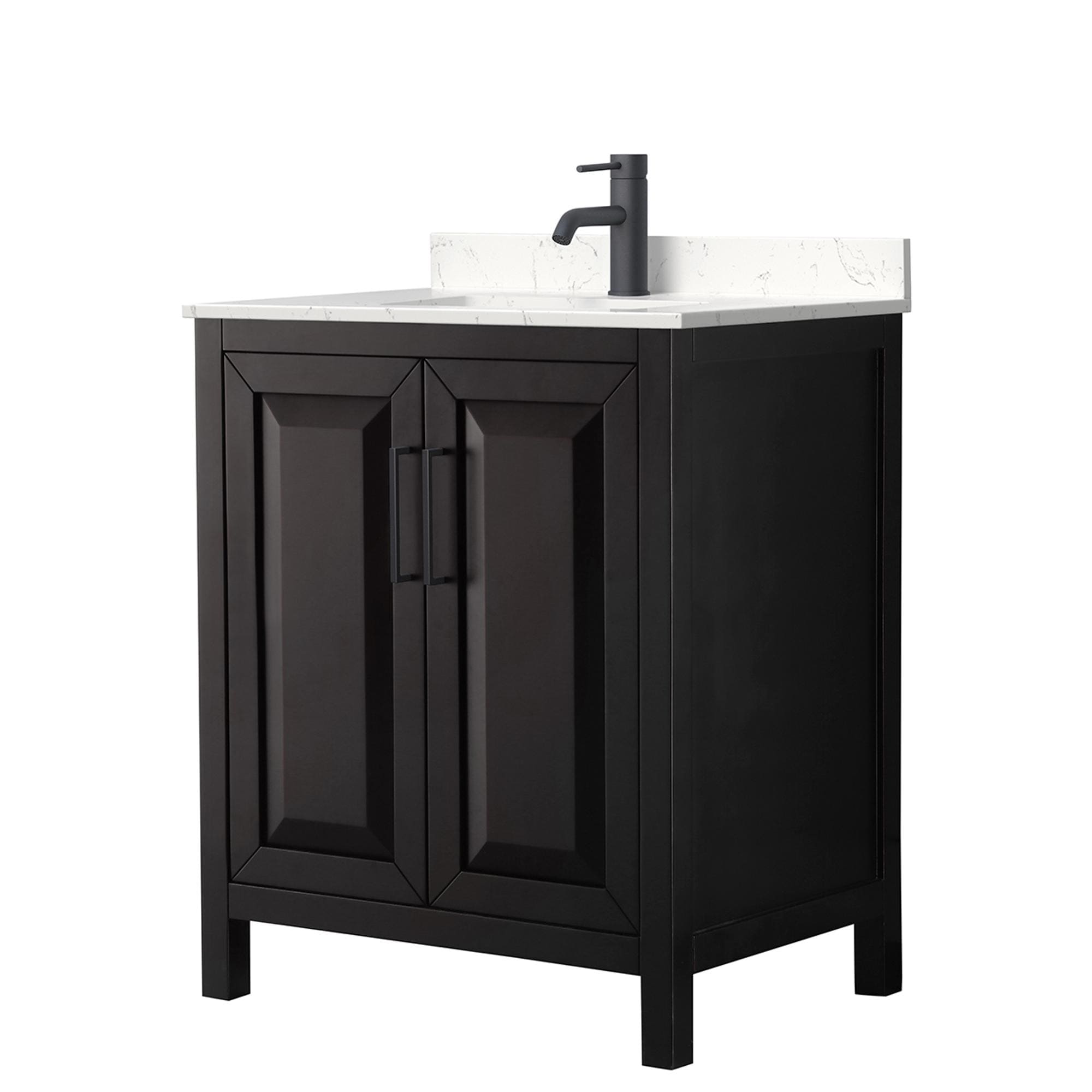 Wyndham Collection Daria 30-in Dark Espresso with Matte Black Trim Undermount Single Sink Bathroom Vanity with Carrara Cultured Marble Cultured Marble Top