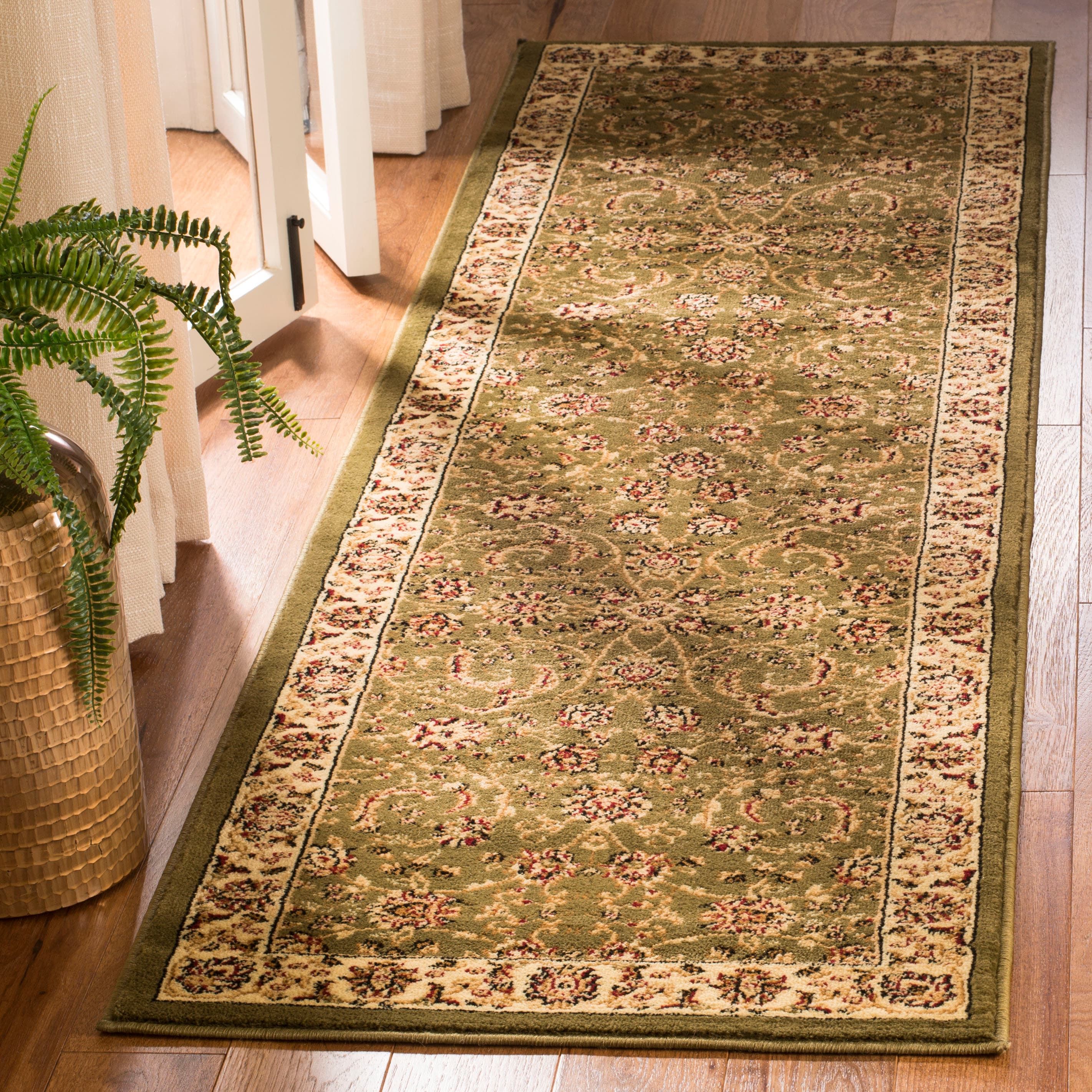 Safavieh LNH219B-26 Lyndhurst Lavar 2 x 6 (ft) Loomed Polypropylene Sage/Ivory Rectangular Indoor Floral/Botanical Oriental Runner rug