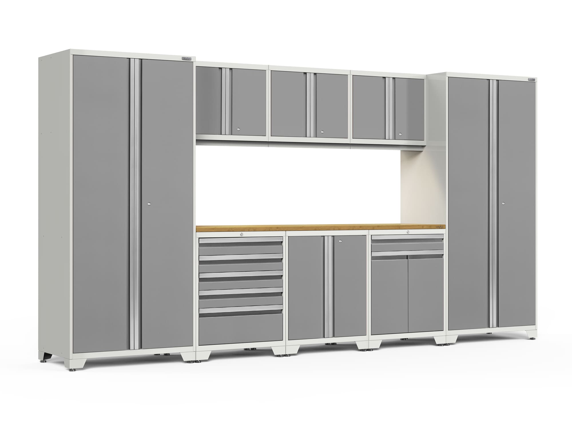 NewAge Products 51314 156-in W x 85.25-in H x 24-in D 8 -Cabinets Steel Platinum Garage Storage System