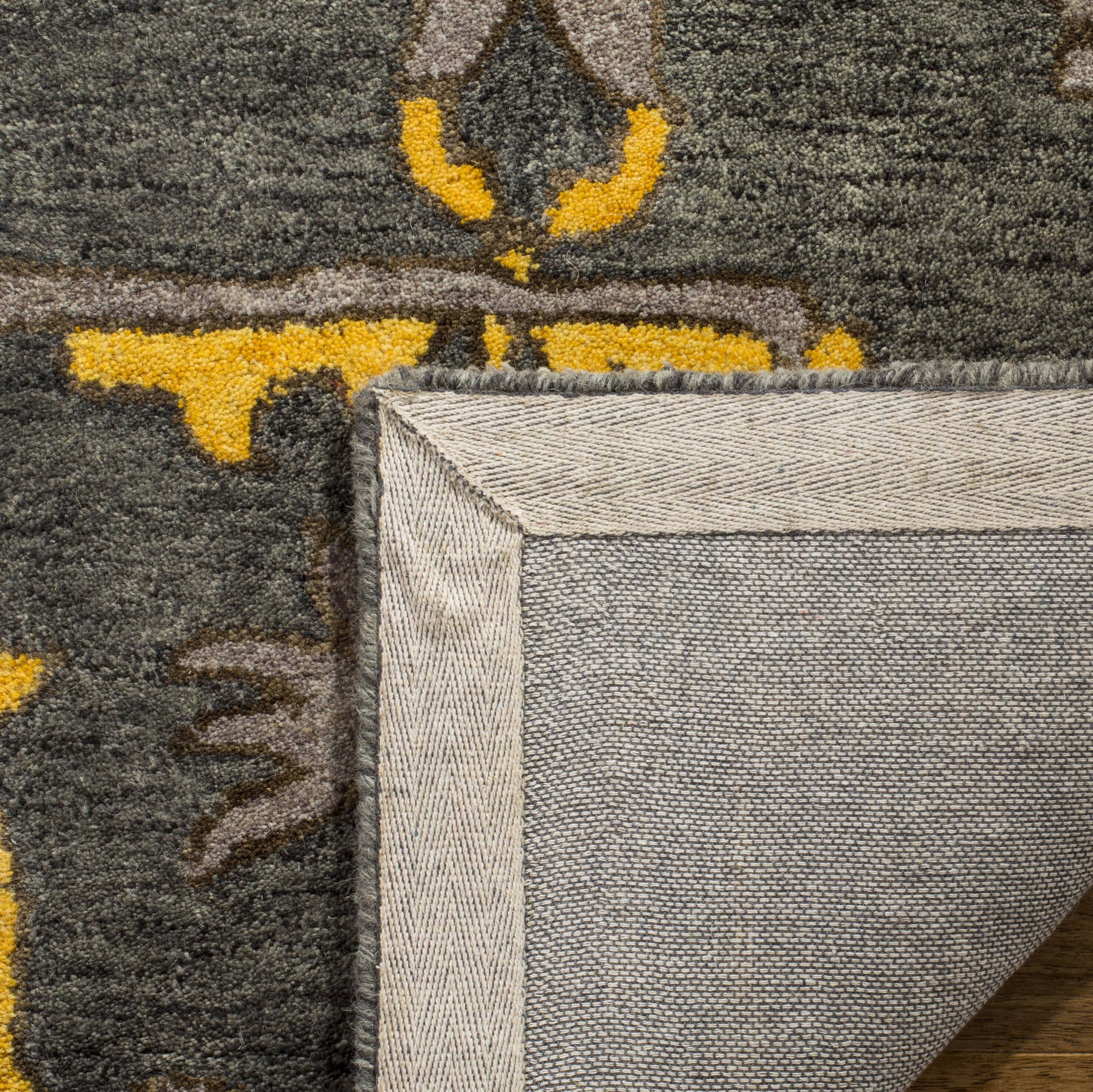 Handmade Gray Round Wool Tufted Area Rug, 30"