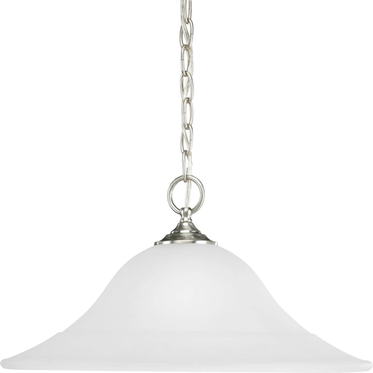 Progress Lighting P5095-09 Trinity 1 -Light Brushed Nickel Transitional Etched glass Bell Medium Hanging Pendant light