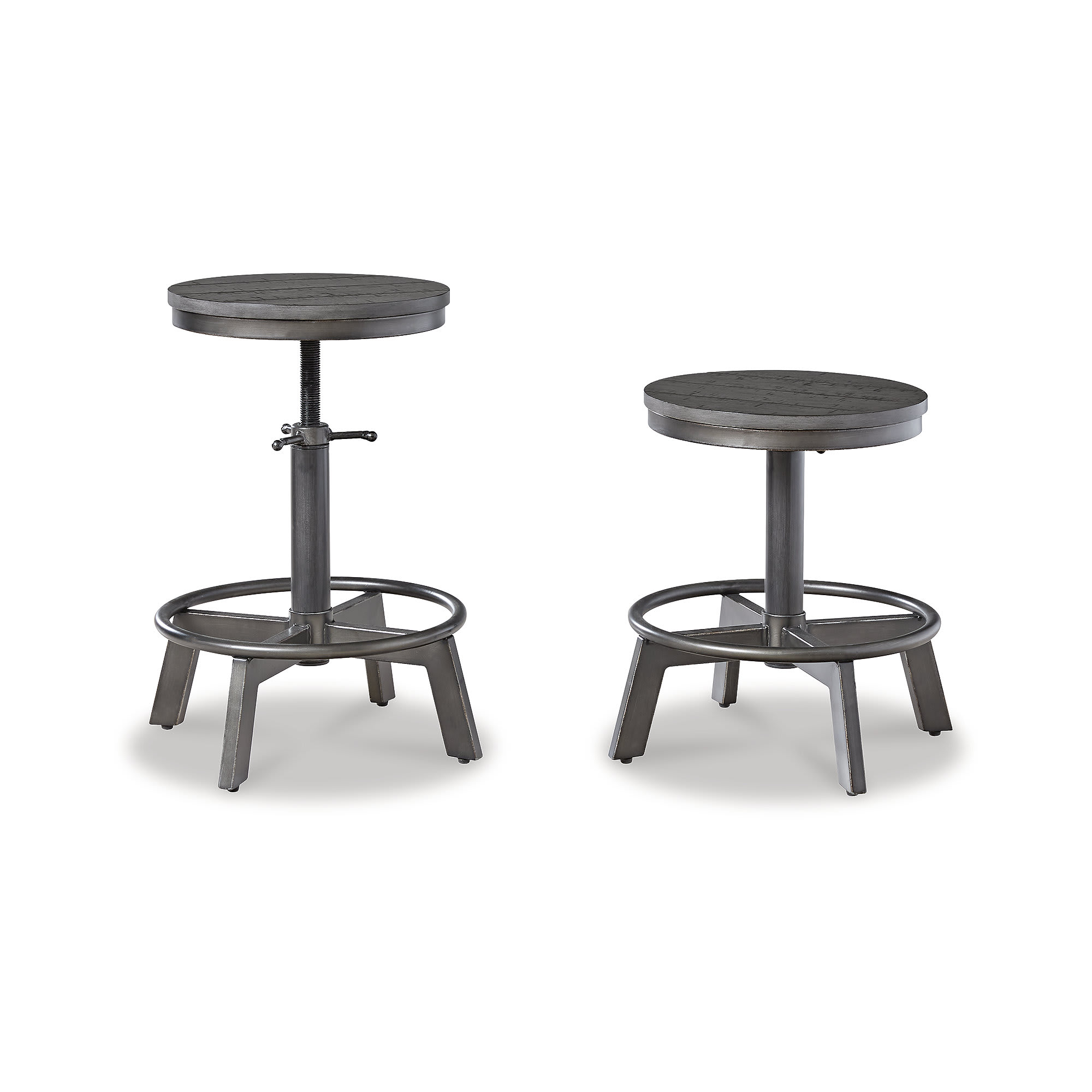 Torjin Gray Adjustable Counter Height Backless Stool with Metal Base