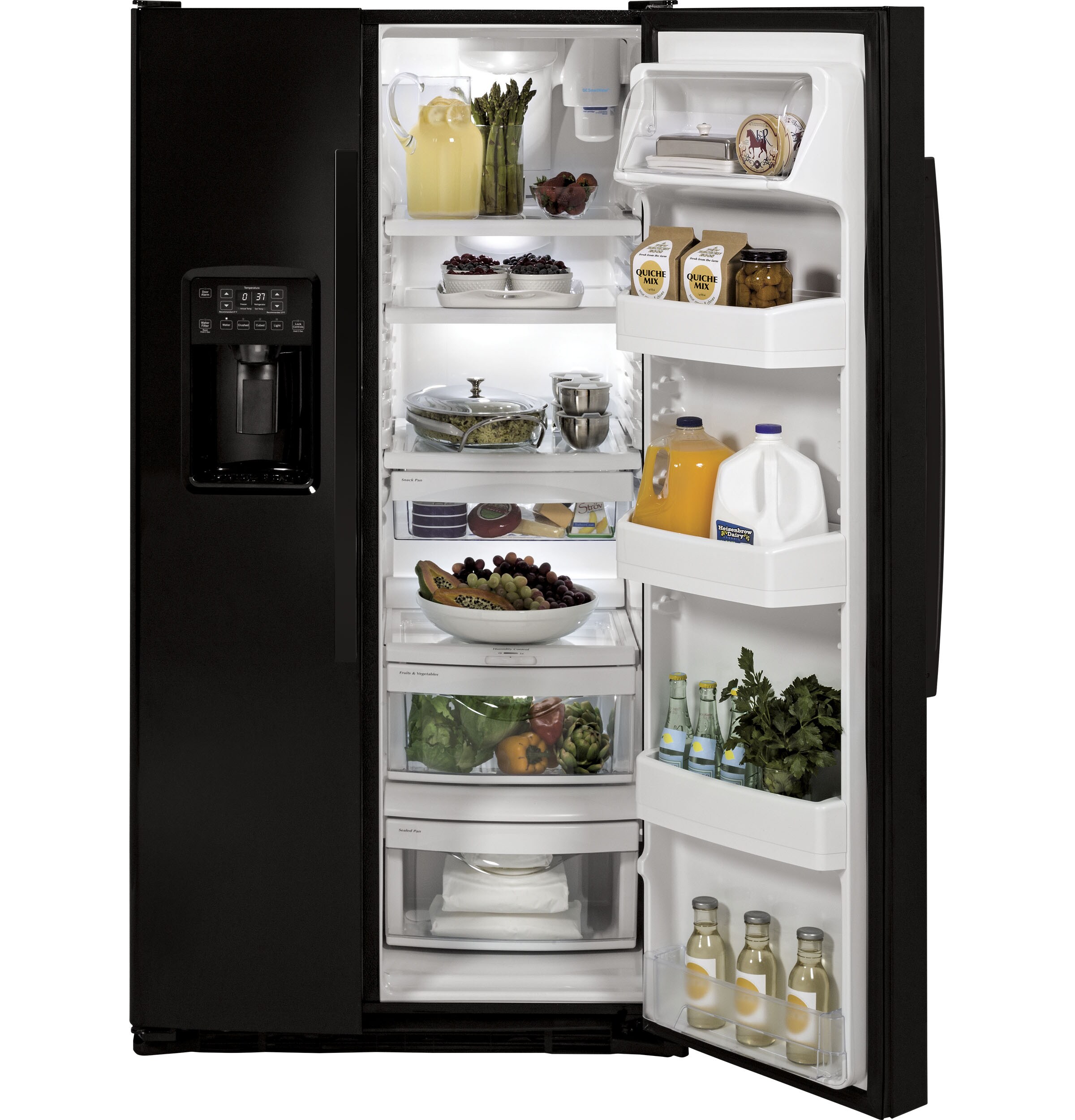 GE 25.3-cu ft Side-by-Side Refrigerator with Ice Maker (Black) at Lowes.com