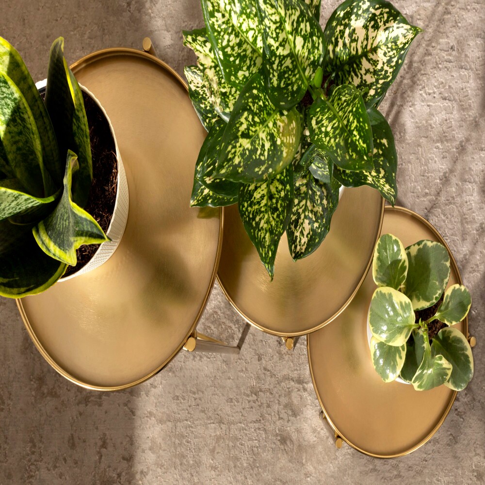 Ulani Gold Round Metal Nesting Accent Table Set