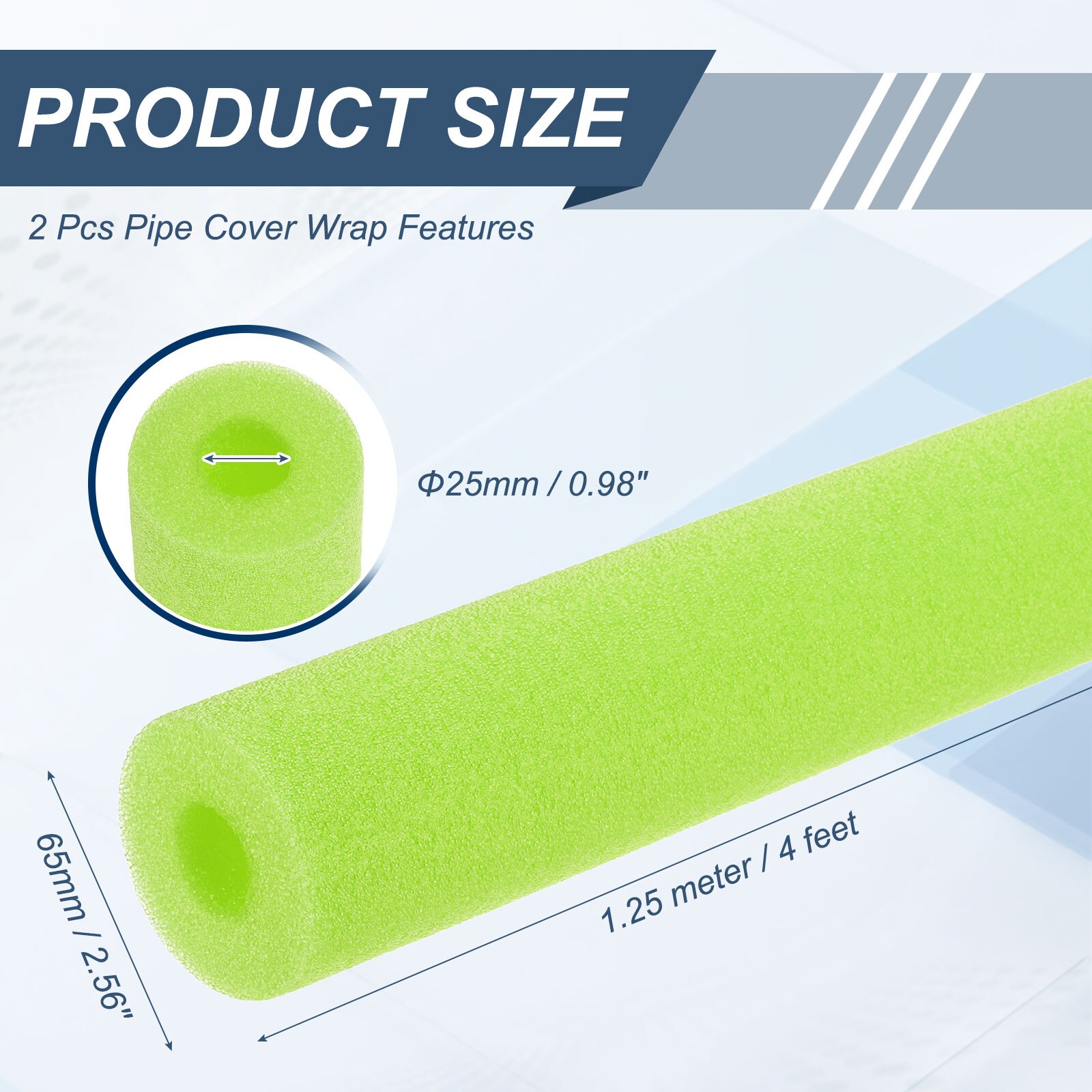 Unique Bargains 2pcs 1 Inch ID Pipe Insulation Foam Tube Foam Pipe ...