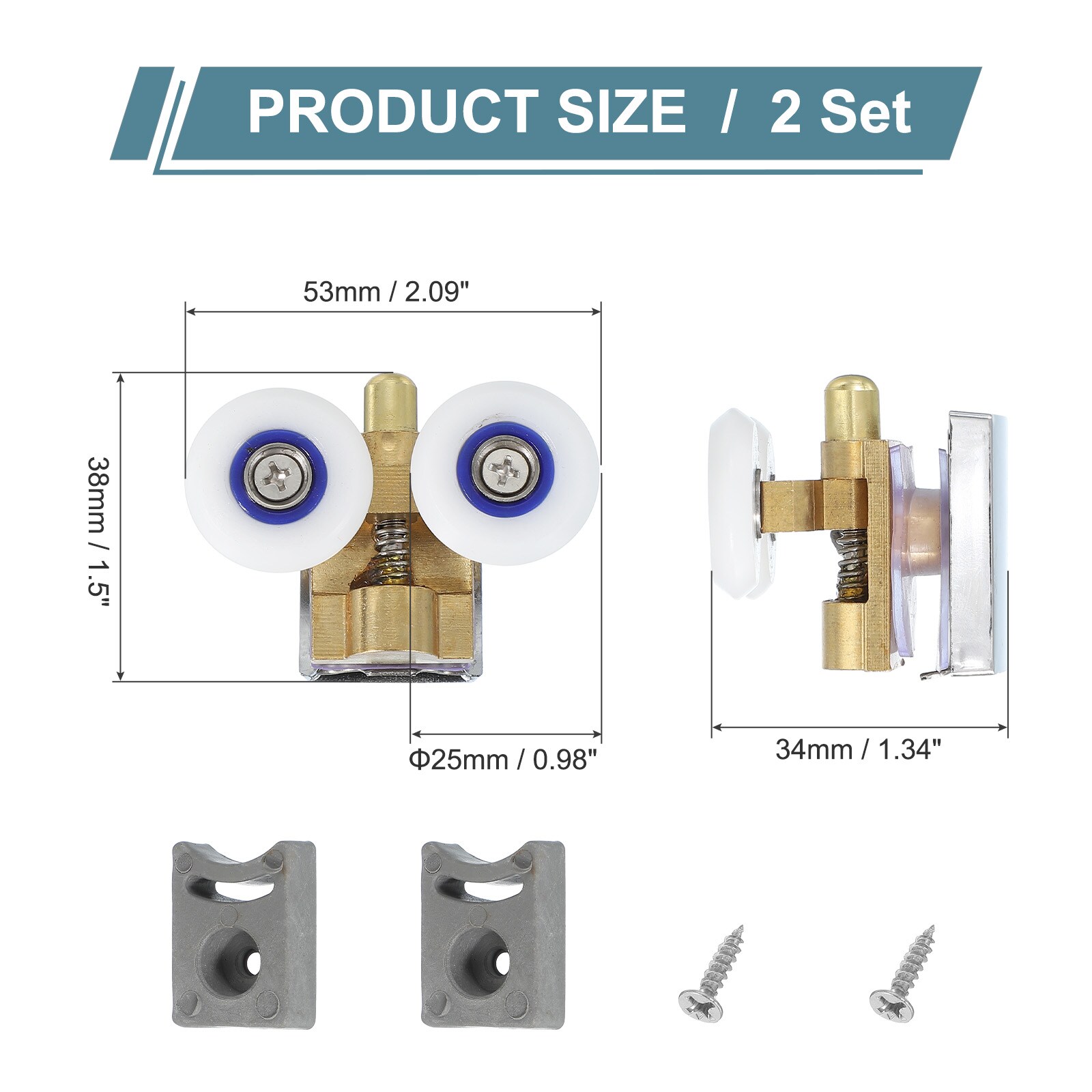 Unique Bargains S25093000UX9338 Tub-Shower-Door-Rollers - View #2