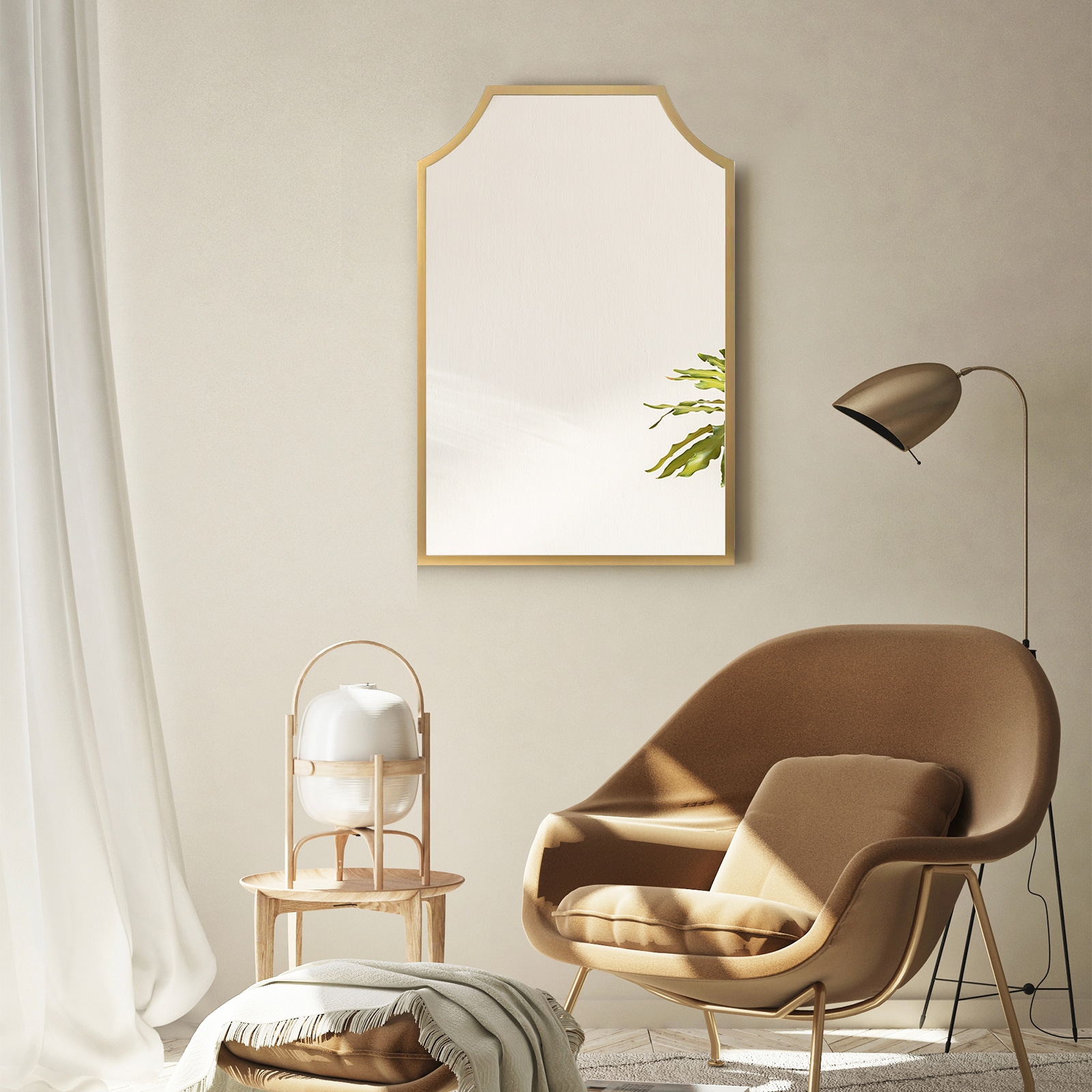 allen + roth 24-in W x 36-in H Arch Gold Framed Wall Mirror in the Mirrors  department at