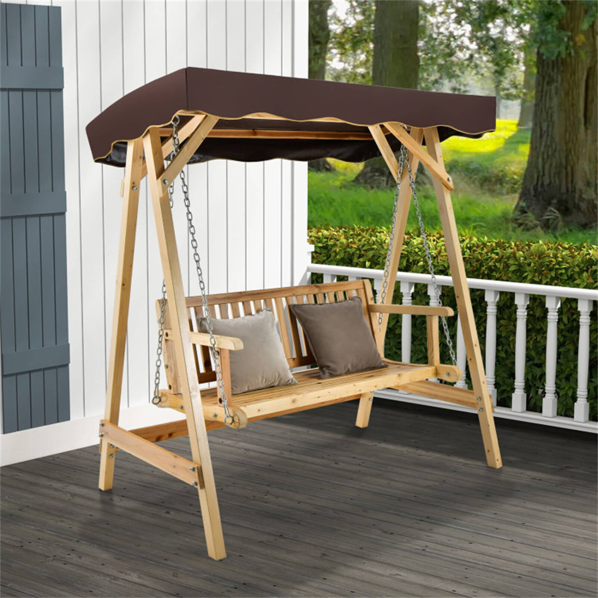 Outdoor wooden swing online seat