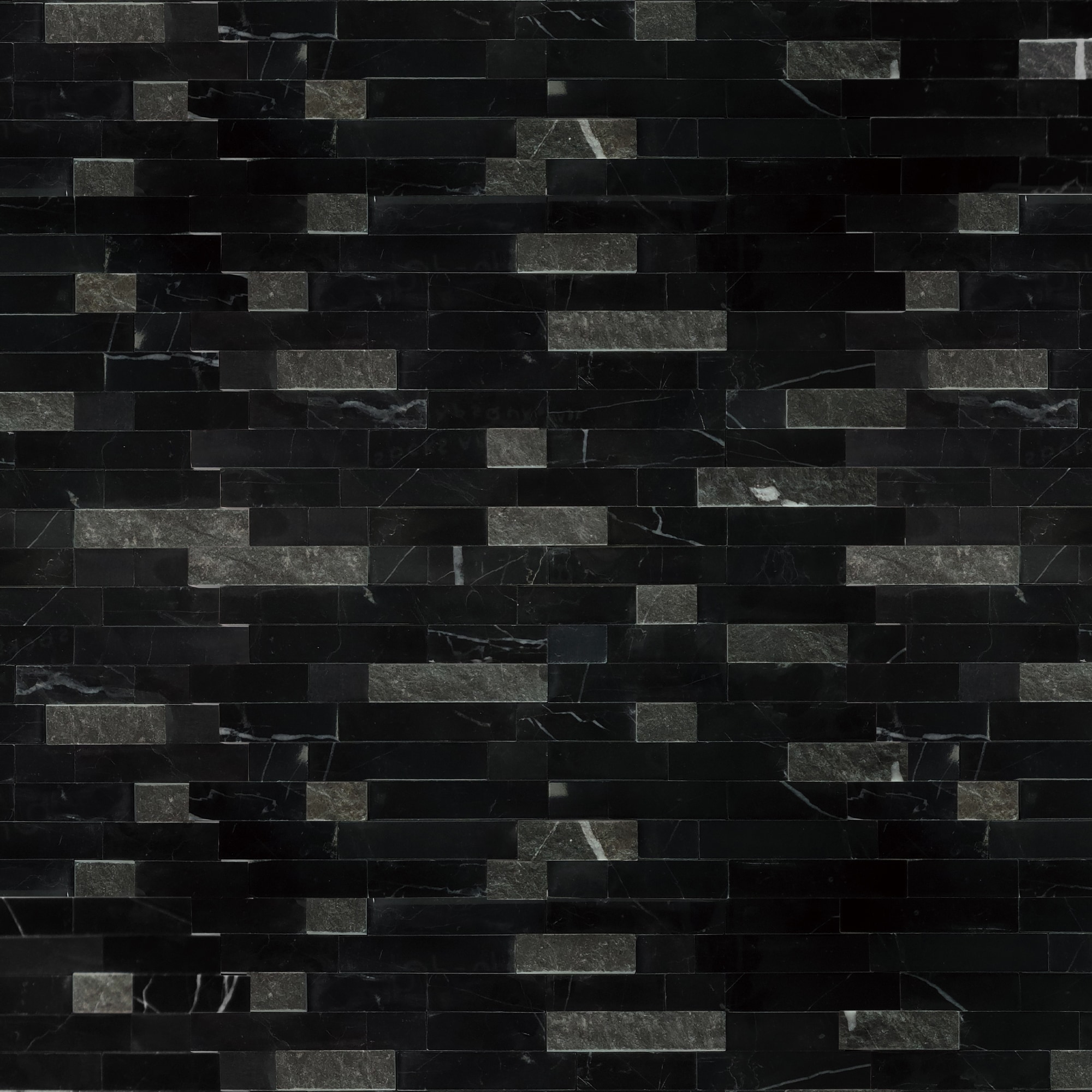 SUNWINGS ST-LSS001-BLK-5 Mixed Black 11-in x 12-in Natural Stone Look Mosaic Wall Tile (4.3-sq. ft/ Carton)