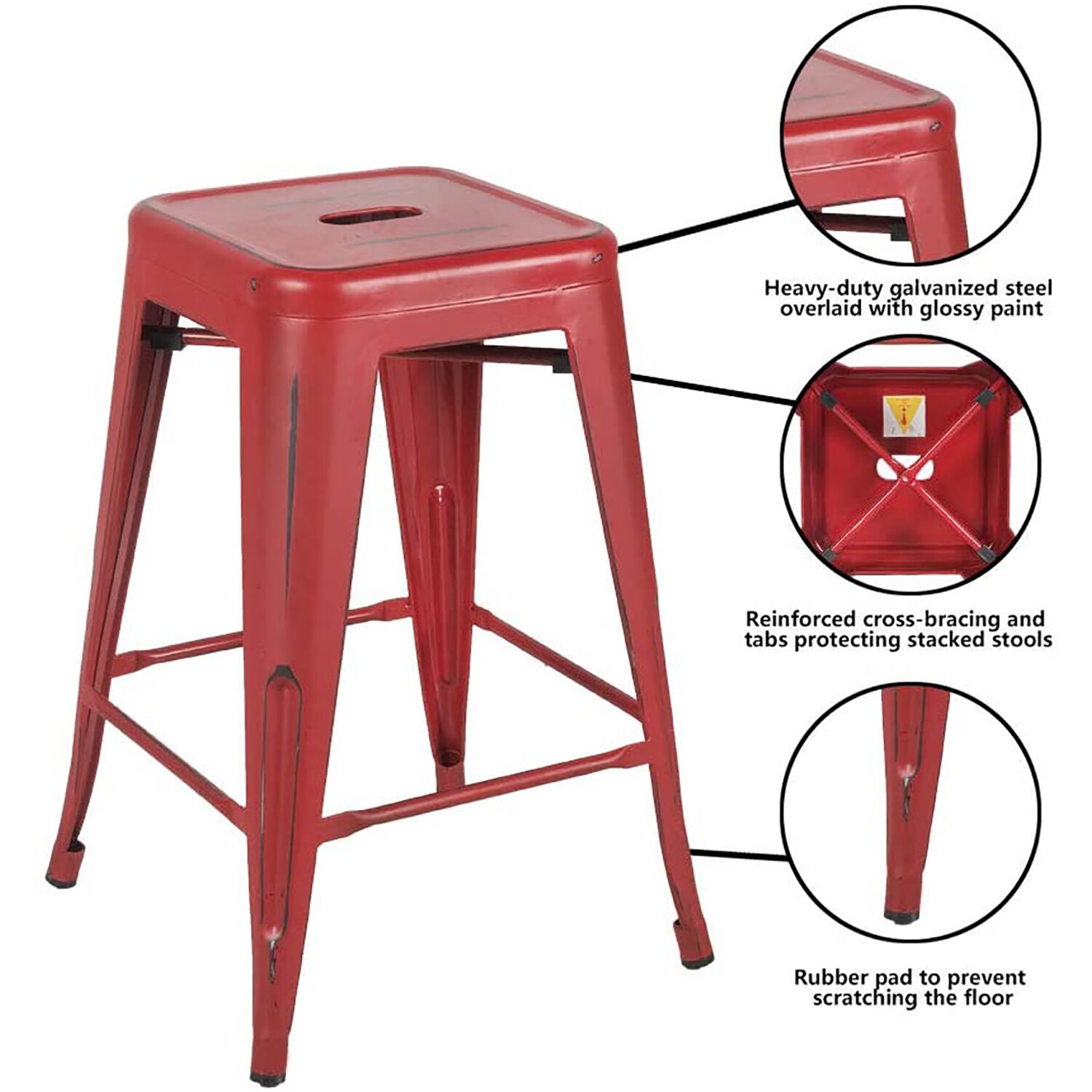 distressed red bar stools