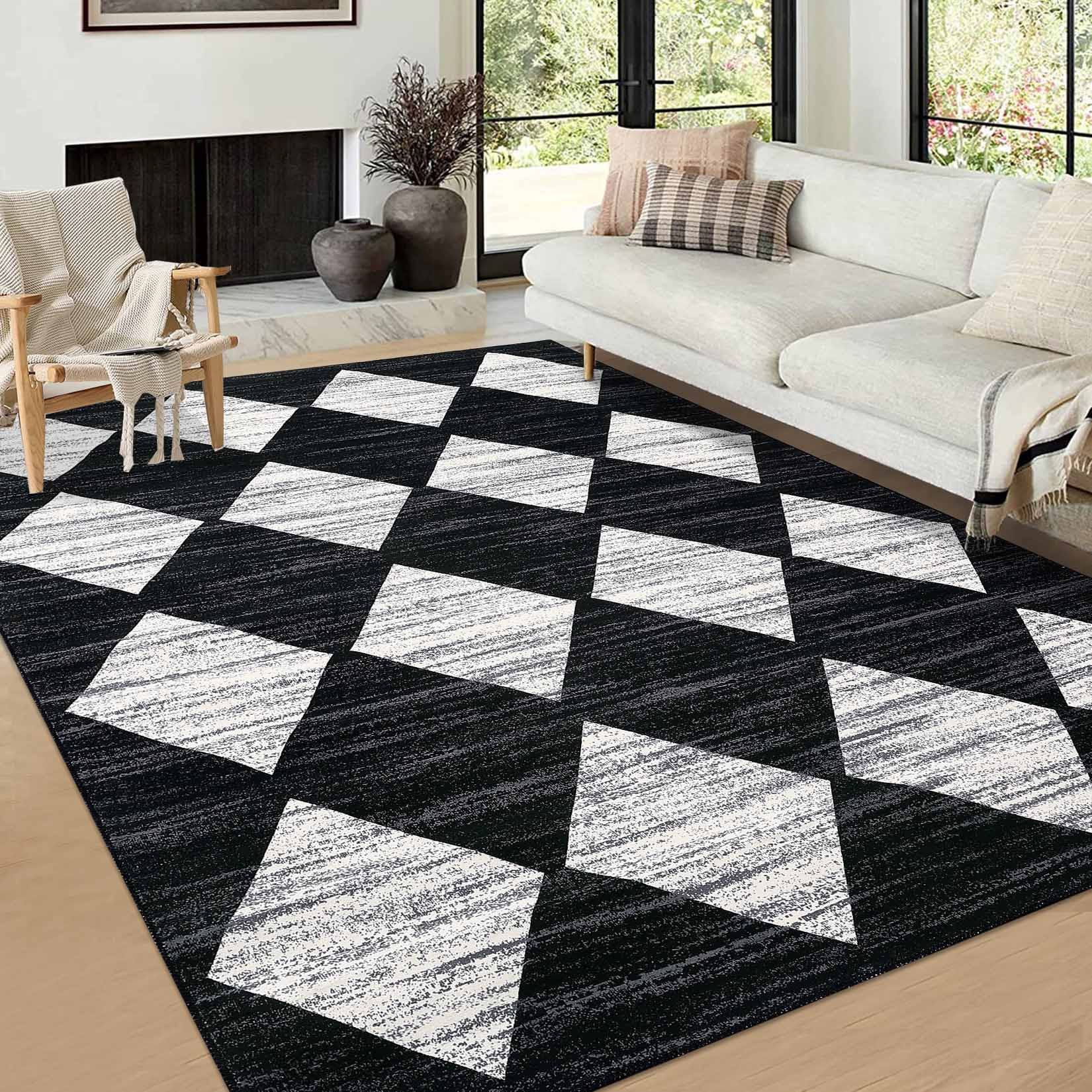 Garvee YXY-LO-PHO-134P6LVX 4 x 6 (ft) Loomed Polyester Black Rectangular Indoor Geometric Mid-Century Modern Machine washable Area rug