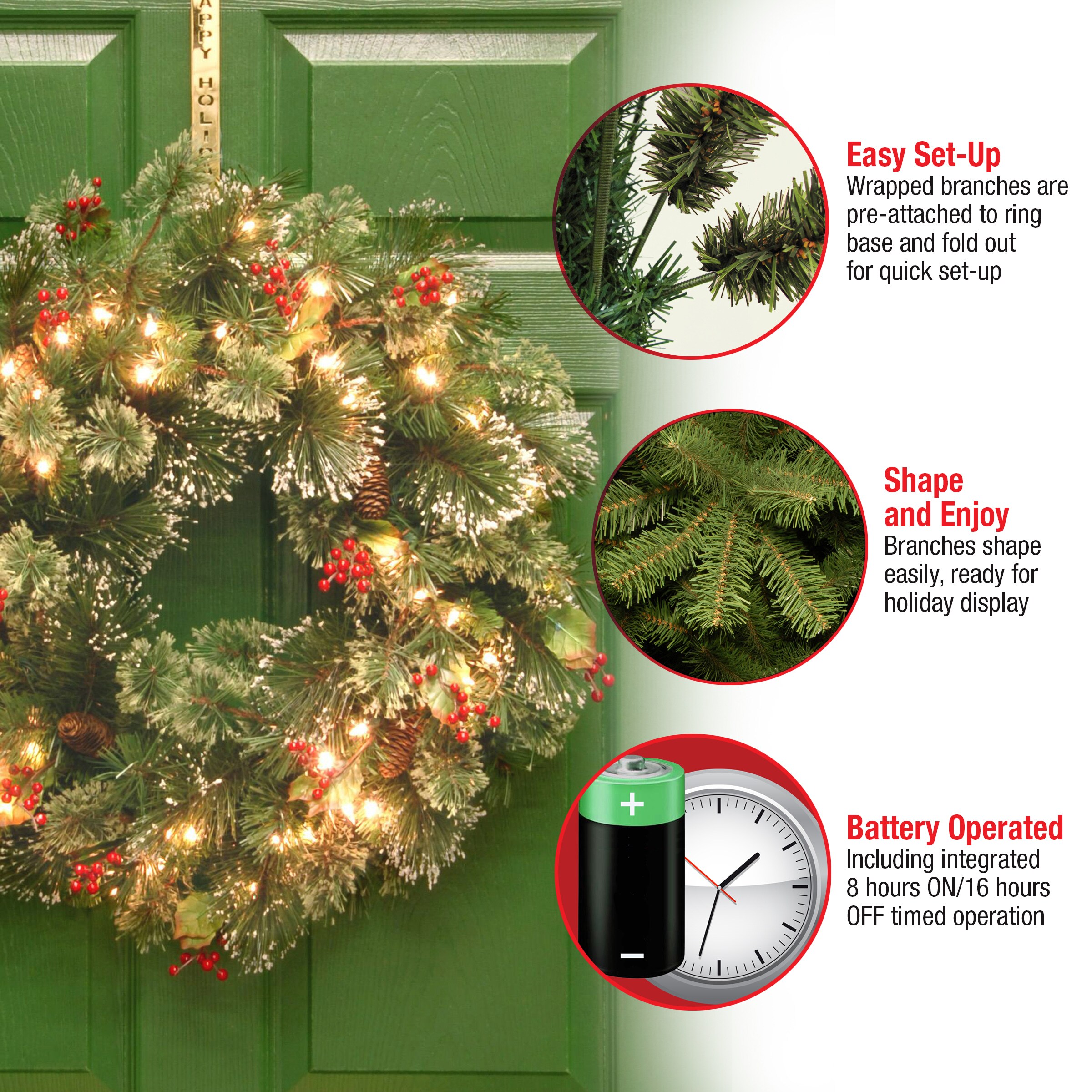 National Tree Company WP1-300L-24W-B1 Artificial-Christmas-Wreaths - View #7